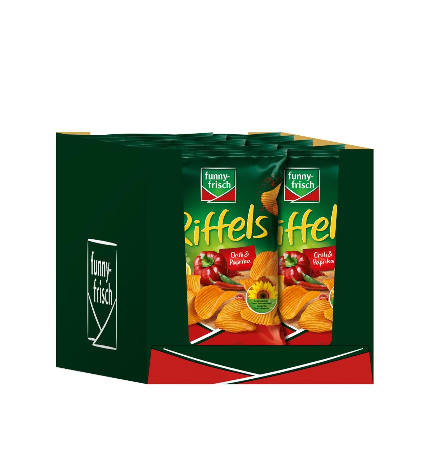 Funny-Frisch Riffels Chili and Paprika pack of 10 (10 x 150 g) Chili & Paprika