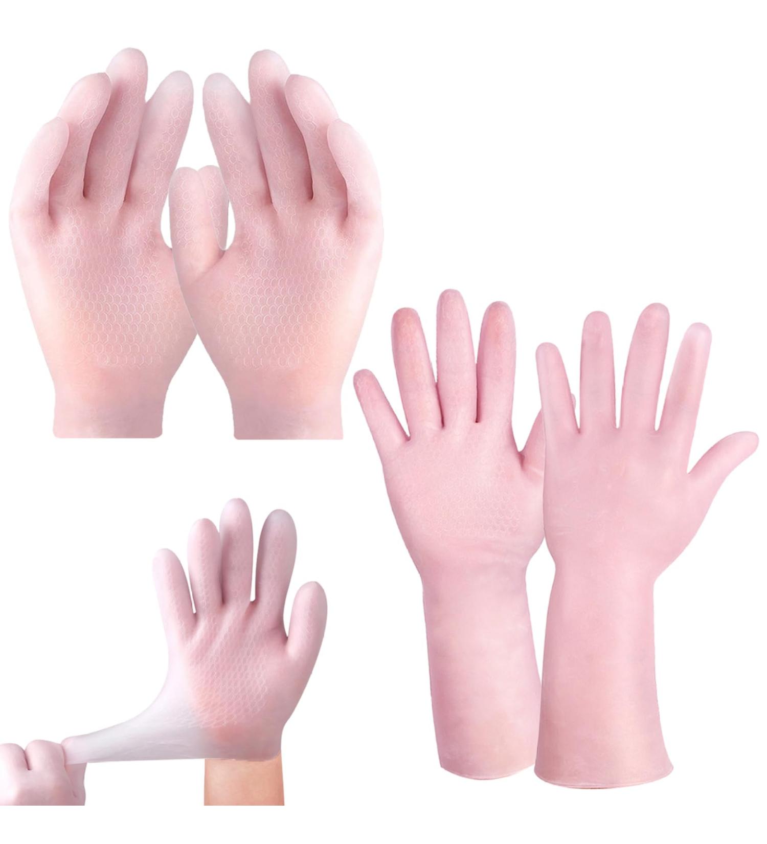 Silicone Gloves Moisturizing Gloves Overnight 2 Pairs Non-slip Palm Elastic Lotion Gloves Size Waterproof Gloves for Dry Hands Chapped Skin - Buy Online on GoSupps.com