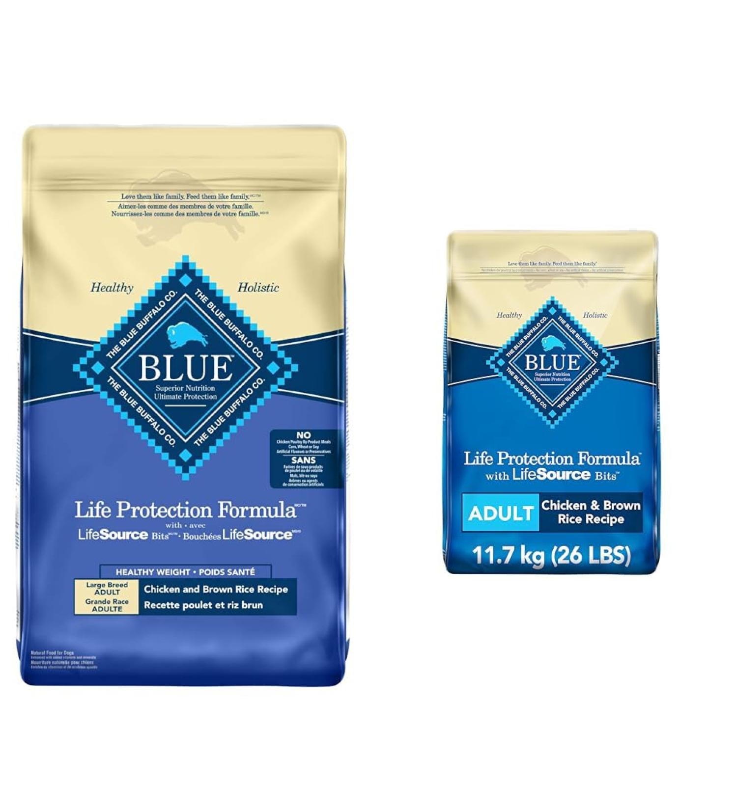Blue Buffalo Life Protection Formula Healthy Weight Large Breed Dog Food & Life Protection Formula Adult Dog Food - Natural Dry Dog Food for Adult Dogs - Chicken and Brown Rice Healthy Weight Large Breed Chicken Large Bag + Dog Food - 11.7 Kg - Buy Online on GoSupps.com