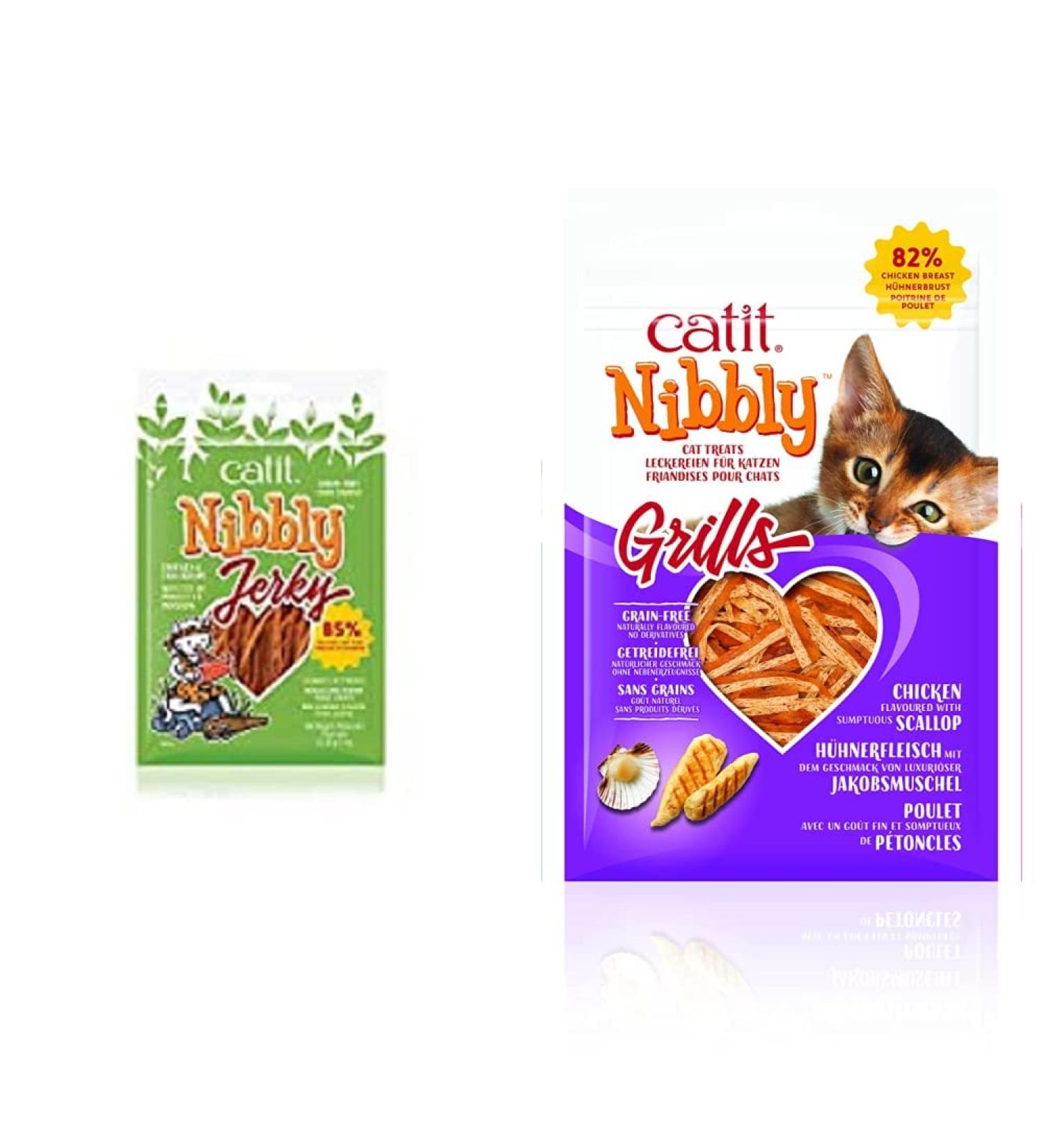 Catit Nibbly Jerky Chicken and Fish Recipe + Catit Nibbly Grills Chicken and Scallop Recipe (1 oz each) Chicken and Fish + Chicken and Scallop - Buy Online on GoSupps.com