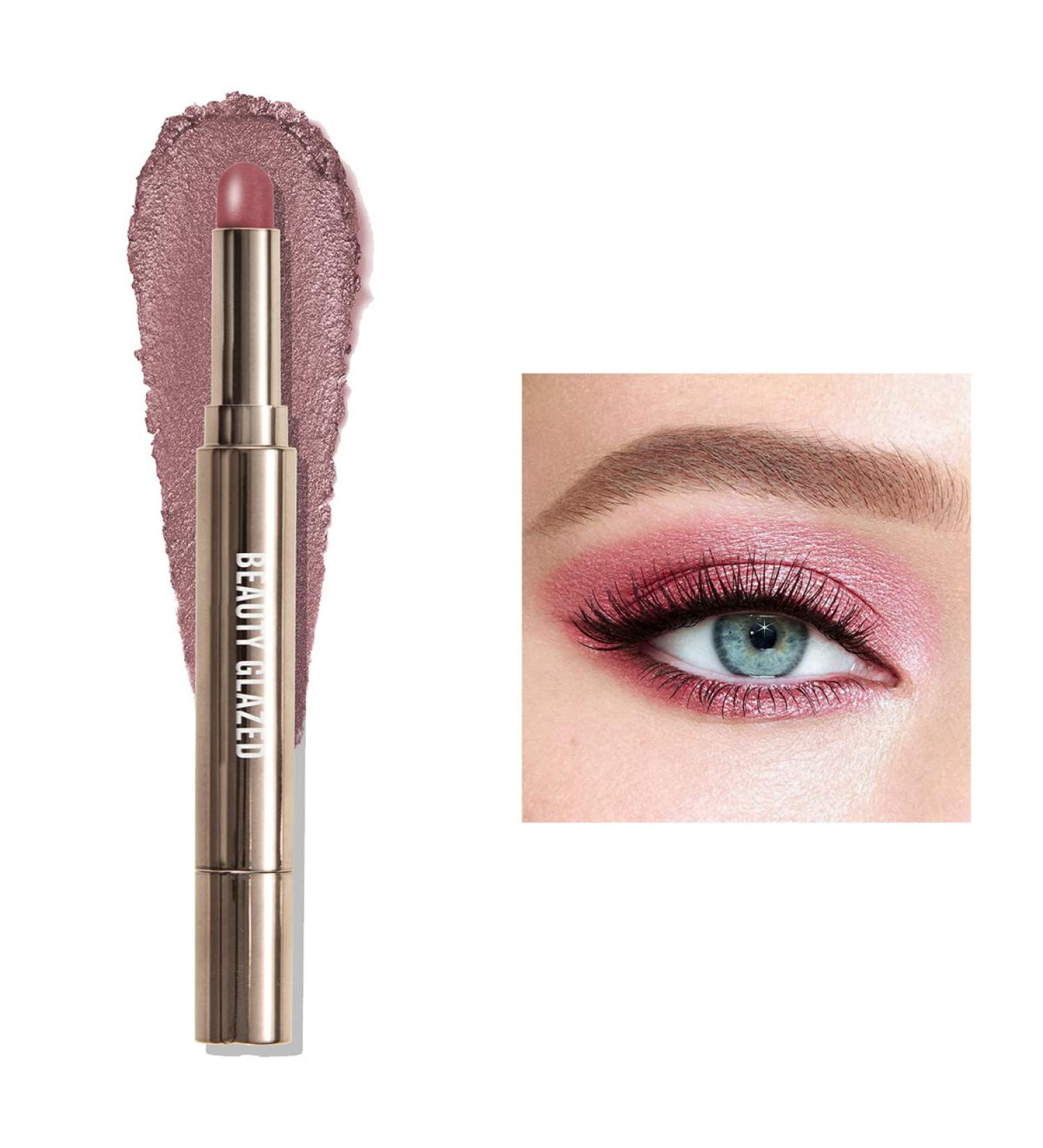 Shimmer Eyeshadow Stick Metallic Creamy Eyeshadow Pencil Crayon Eye Brightener Highlight Makeup Waterproof Long Lasting Cream Eye Shadow (#10 RUBY) - Buy Online on GoSupps.com