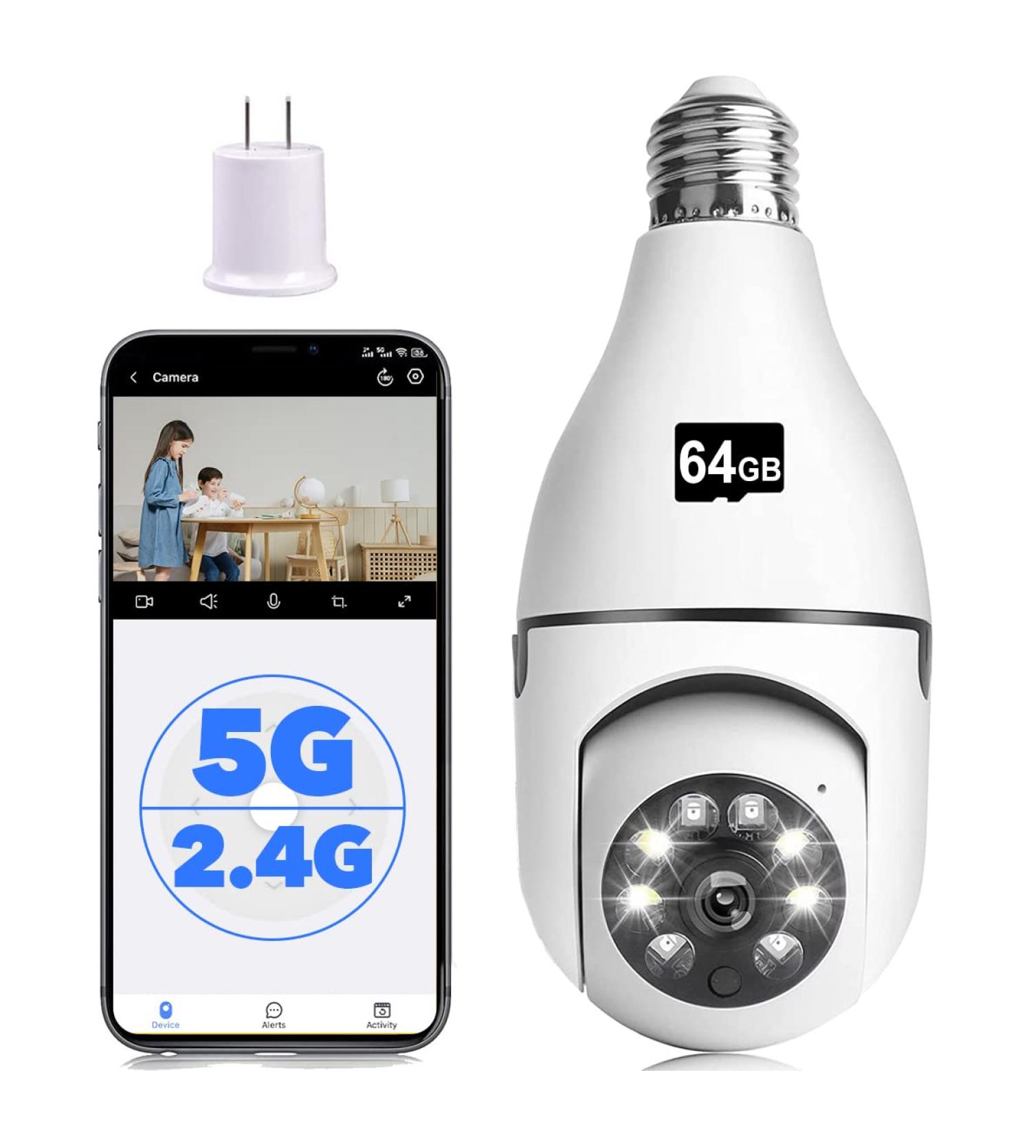 Fowutz 2.4G&5G WiFi Light Bulb Security Camera with Night Vision & Motion Detection | 1 Pack | 64GB SD Card Included - Buy Online on GoSupps.com