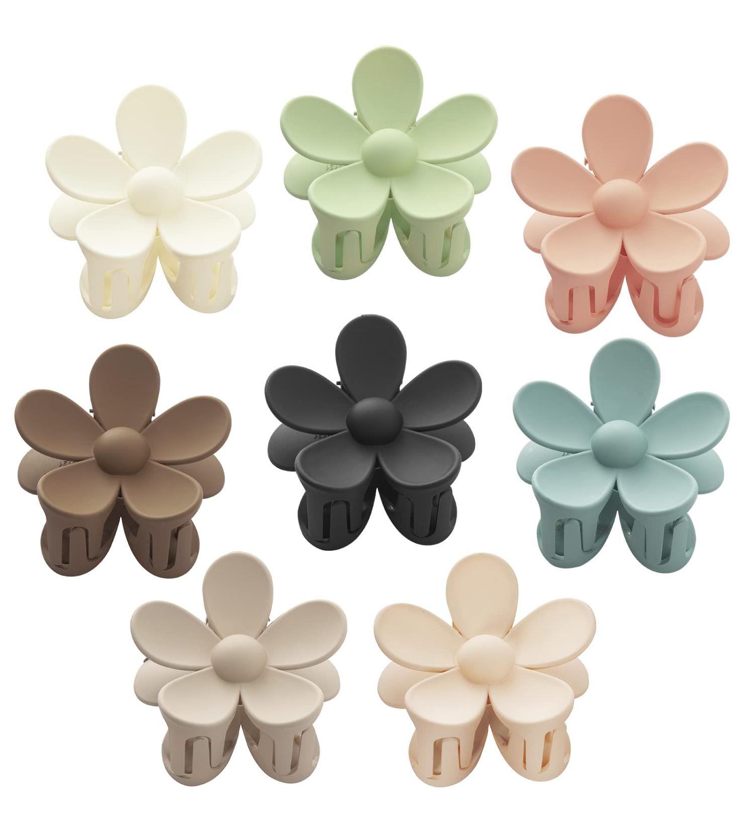 8Pcs Flower Hair Clips for Women - Large 3.5 Inch Claw Clips for Thick Hair - Cute Matte Floral Design - Strong Jaw Clips for Medium Hair - Buy Online on GoSupps.com