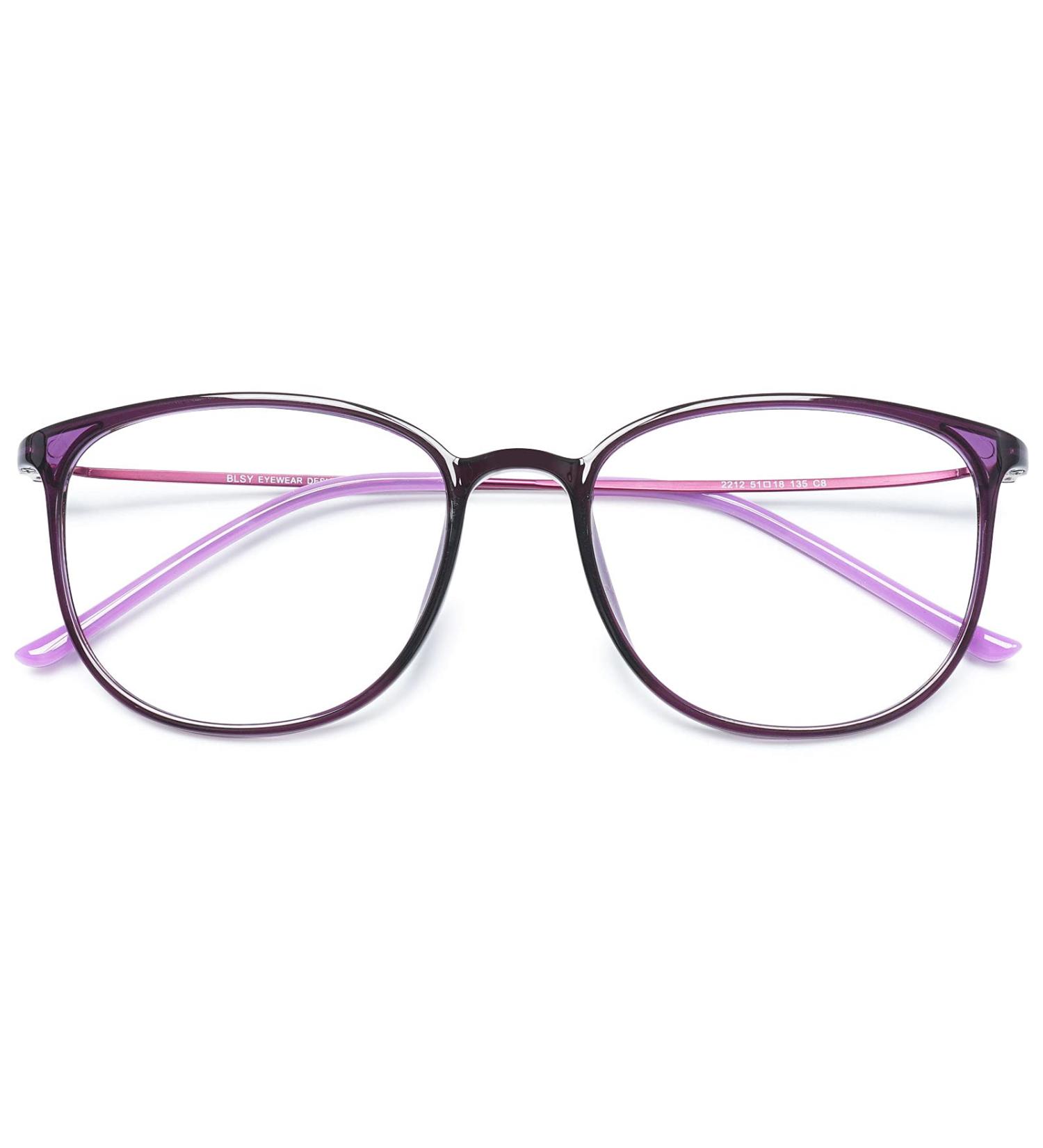 Koosufa Classic Retro Nerd Glasses Frames for Men & Women Ultra Light TR90 Thin Panto Design with Case - Violet - Buy Online on GoSupps.com