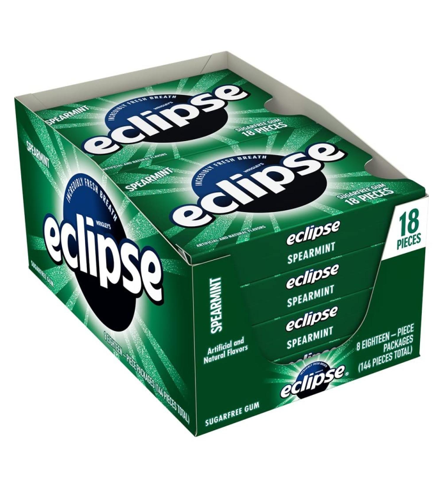 ECLIPSE Spearmint Sugar Free Gum, 18 Pieces (8 Pack)