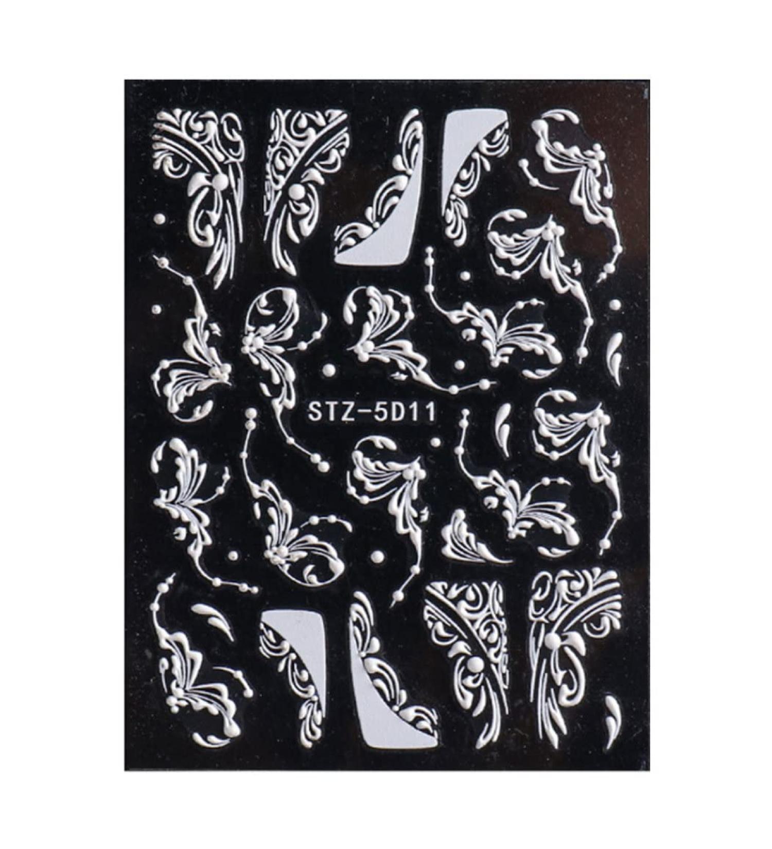 Flower Nail Stickers 5D Lace Engraved Nail Decal Self Adhesive Carving DIY Nail Art Style 3 Nail ornament - Buy Online on GoSupps.com