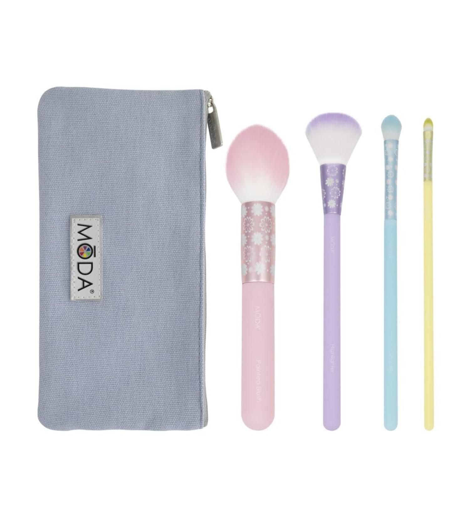 MODA Royal & Langnickel 5pc Posh Pastel Face Makeup Brush Kit - Complete Set with Pouch Blush Highlighter Shader & Lip Brushes - Multi-Color for Flawless Looks - Buy Online on GoSupps.com