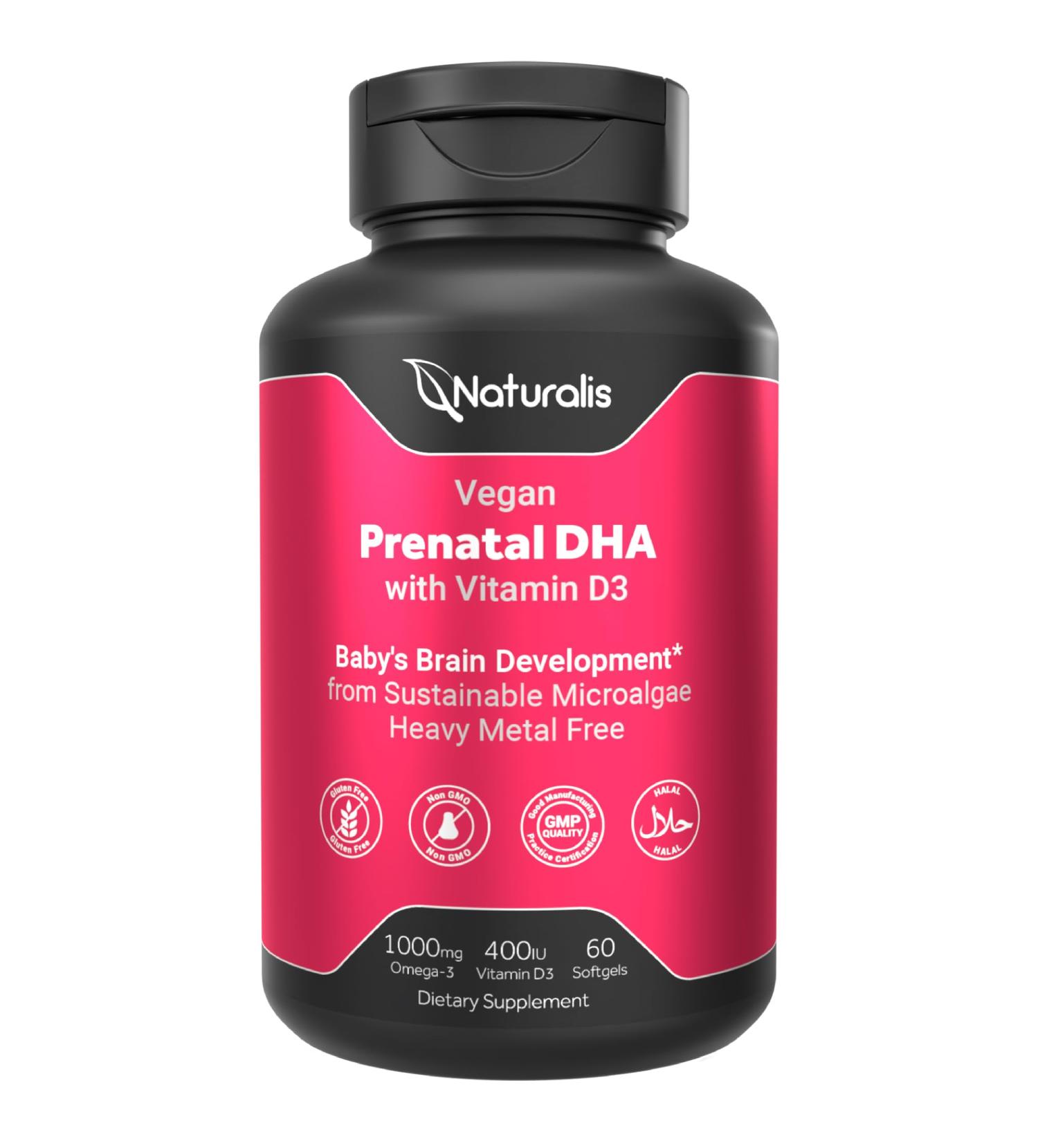 Naturalis Vegan Prenatal with Full Specrum Omega-3 | Algae DHA EPA DPA Vitamin D3 & Active Folate L 5-MTHF | Vegan Society Certified Sustainably Sourced Non-GMO & Soy Free | 60 Veggie Softgels 60 Count (Pack of 1) - Buy Online on GoSupps.com