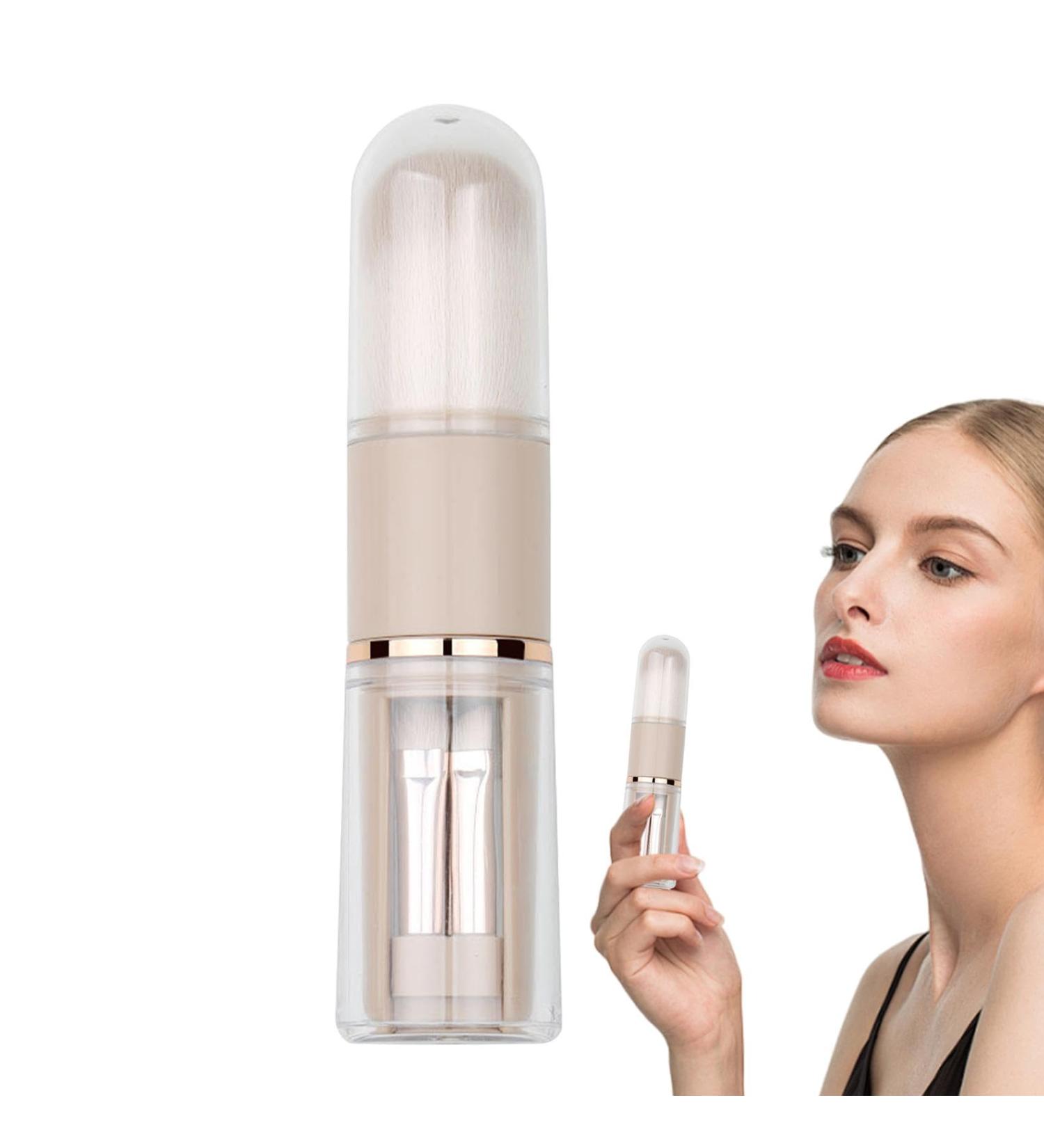 Retractable Makeup Brush | Silicone Concealer Brush - Portable Powder Brushes 5-in-1 Retractable Foundation Concealer Brush for Cosmetics Travel brown - Buy Online on GoSupps.com