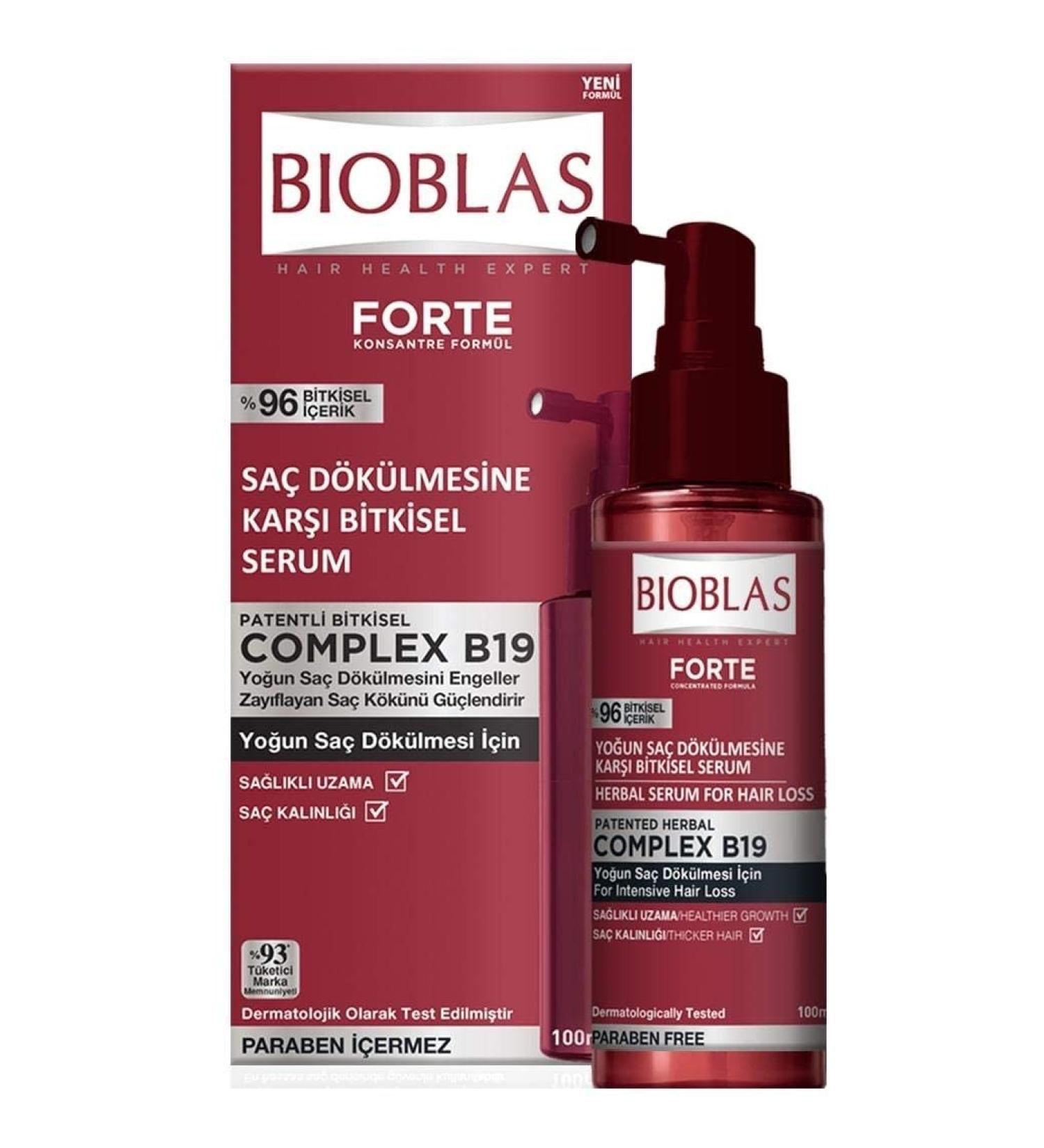 BIOBLAS Forte Herbal Serum for Hair Loss - Intensive Treatment for All Hair Types | 100 ml - Buy Internationally - Buy Online on GoSupps.com