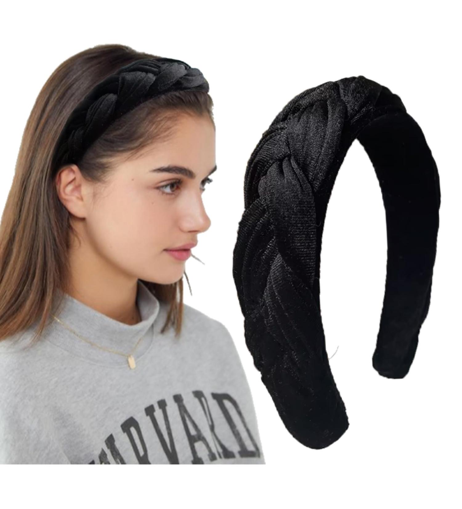 LEBENSWERT Velvet Braided Headband for Women - Vintage Wide Traditional Hairband in Black | Stylish Fashion Accessories International Shipping - Buy Online on GoSupps.com