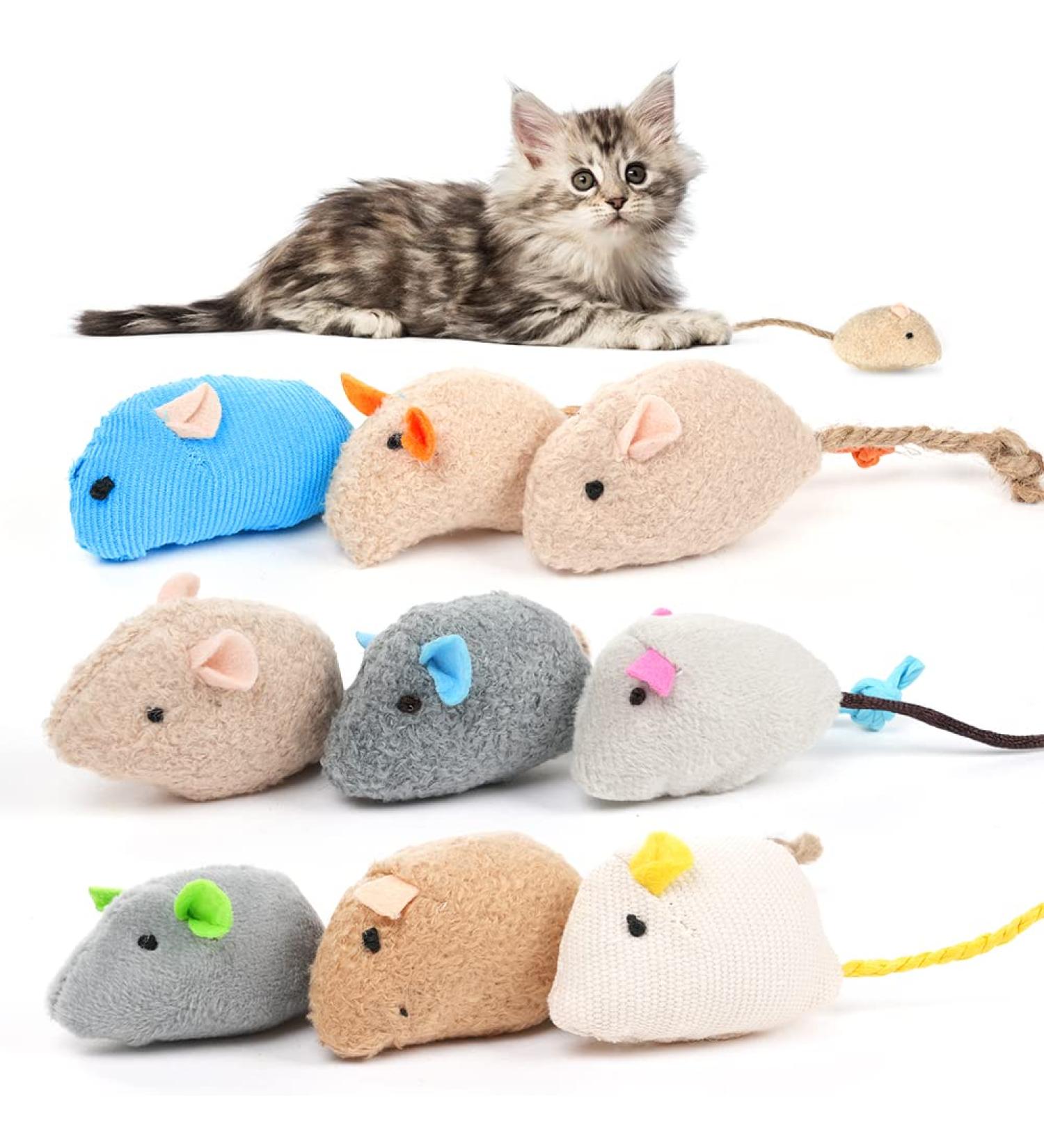 Osdue Catmint Toys - 9-Piece Catnip Mice Set for Kittens & Cats | Dental Teeth Cleaning Toy - Buy Online on GoSupps.com
