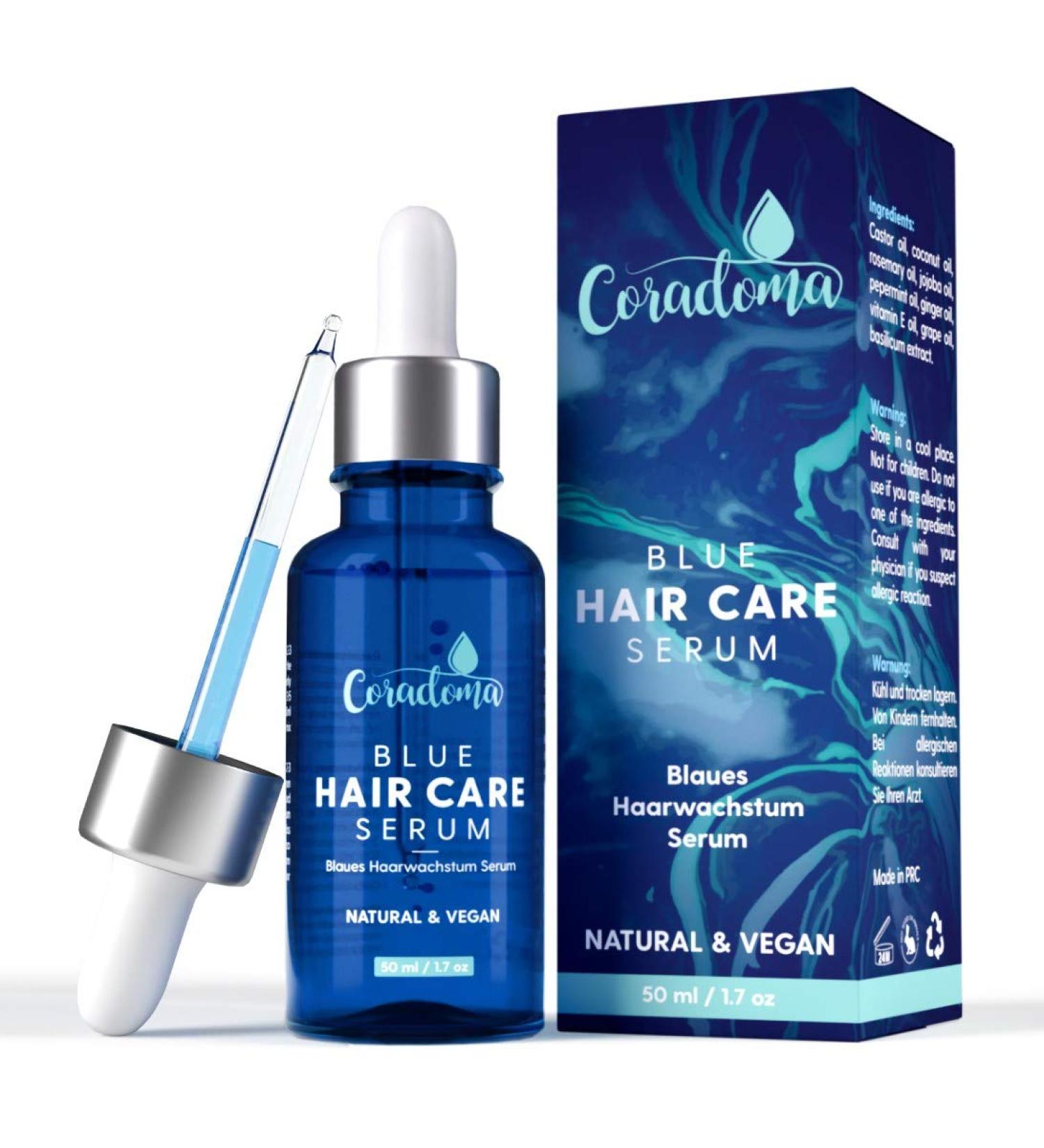 Coradoma Blue Hair Serum - Anti-Hair Loss & Growth Serum for Men & Women | Natural Hair Growth Oil - Buy Online on GoSupps.com