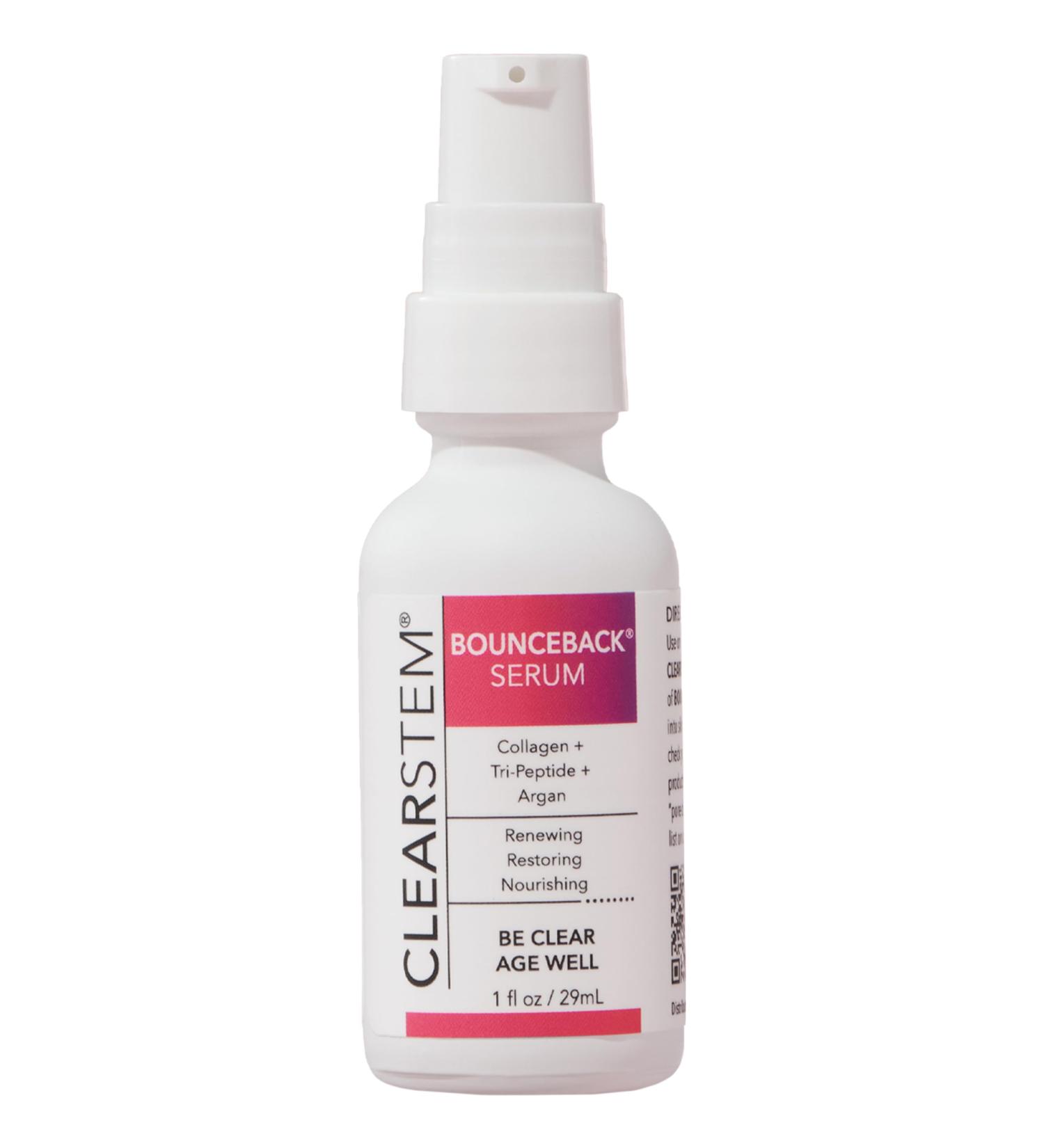 CLEARSTEM BOUNCEBACK Radiant Facial Serum - Peptide Serum for Hydration & Smooth-Looking Skin with Tri-Peptides and Mango Fruit Extracts - Lightweight Formula for Softer and Balanced-Looking Skin 1 Ounce - Buy Online on GoSupps.com