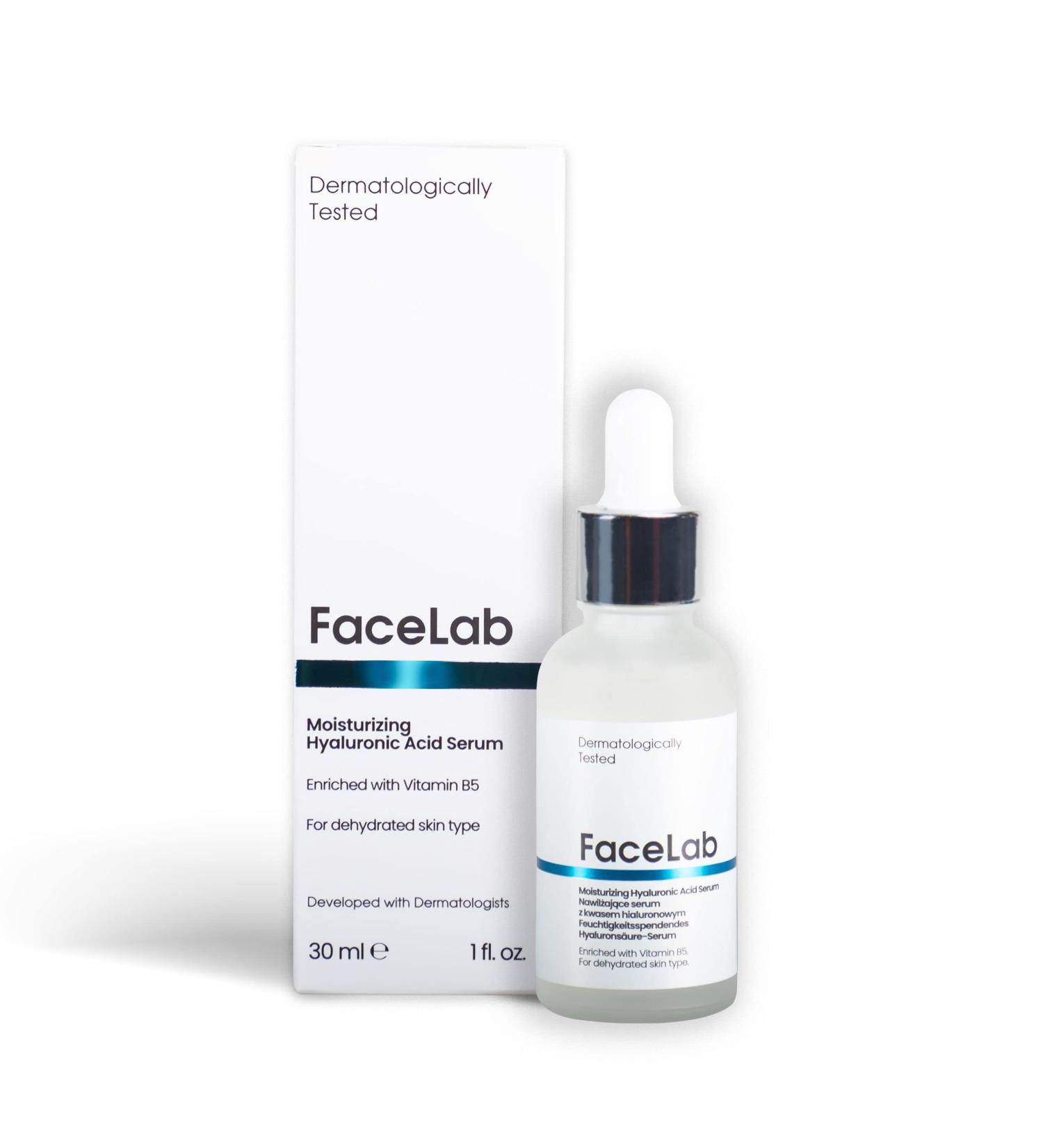 FaceLab Hyaluronic Acid Serum Deep Hydration Anti-Aging Reduces Fine Lines and Wrinkles Soothes Irritated Skin Improves Texture for All Skin Types 30ml - Buy Online on GoSupps.com