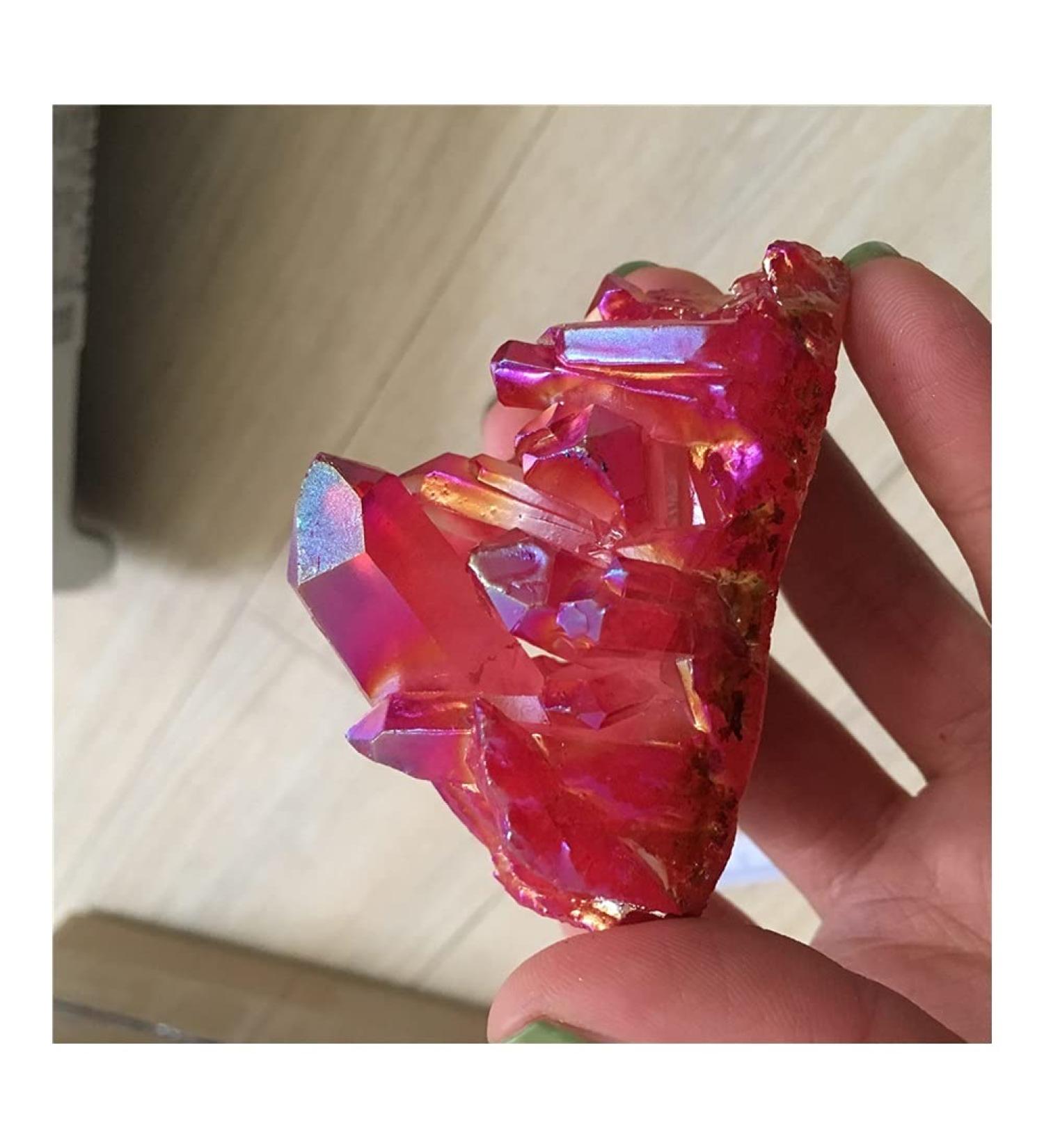 Crystal Hole 50-100g Rare Beautiful red Flame Aura Quartz Crystal Cluster Specimen Crystal Hole - Buy Online on GoSupps.com