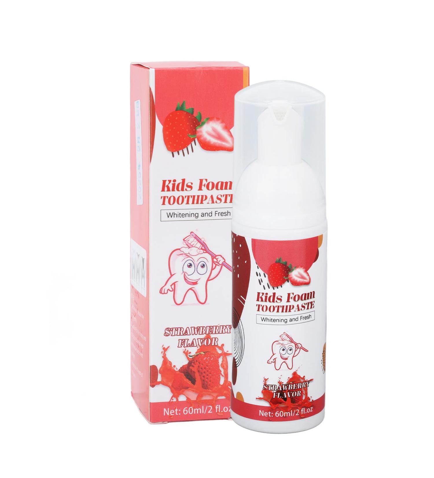 60ml Kids Foam Toothpaste - Strawberry Flavor | Calcium | Teeth Whitening | Freshens Breath - Buy Online on GoSupps.com