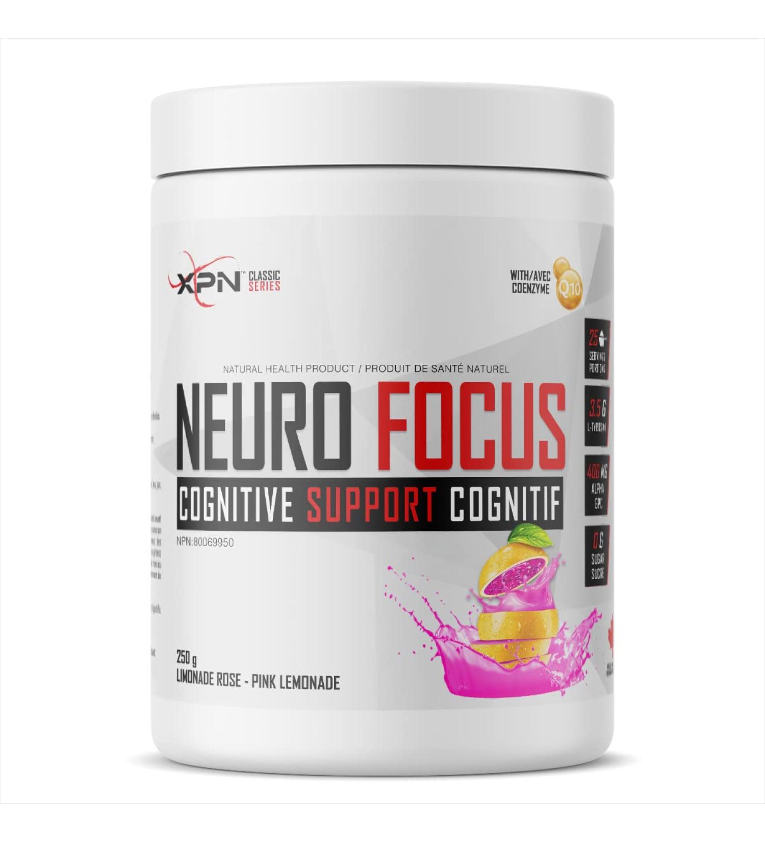 NEURO FOCUS | XPN | COGNITIVE SUPPORT | NOOTROPICS | STIM-FREE | 25 SERVINGS (Pink Lemonade) - Buy Online on GoSupps.com