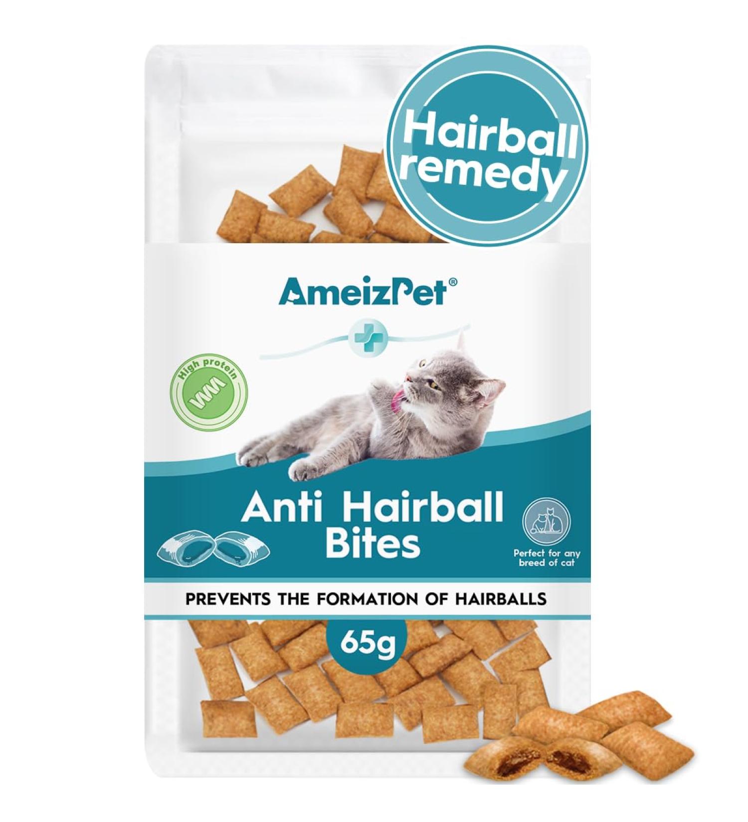 AmeizPet Anti Hairball Treats for Cats - Crunchy Hairball Cat Biscuits 65g - Buy Online on GoSupps.com