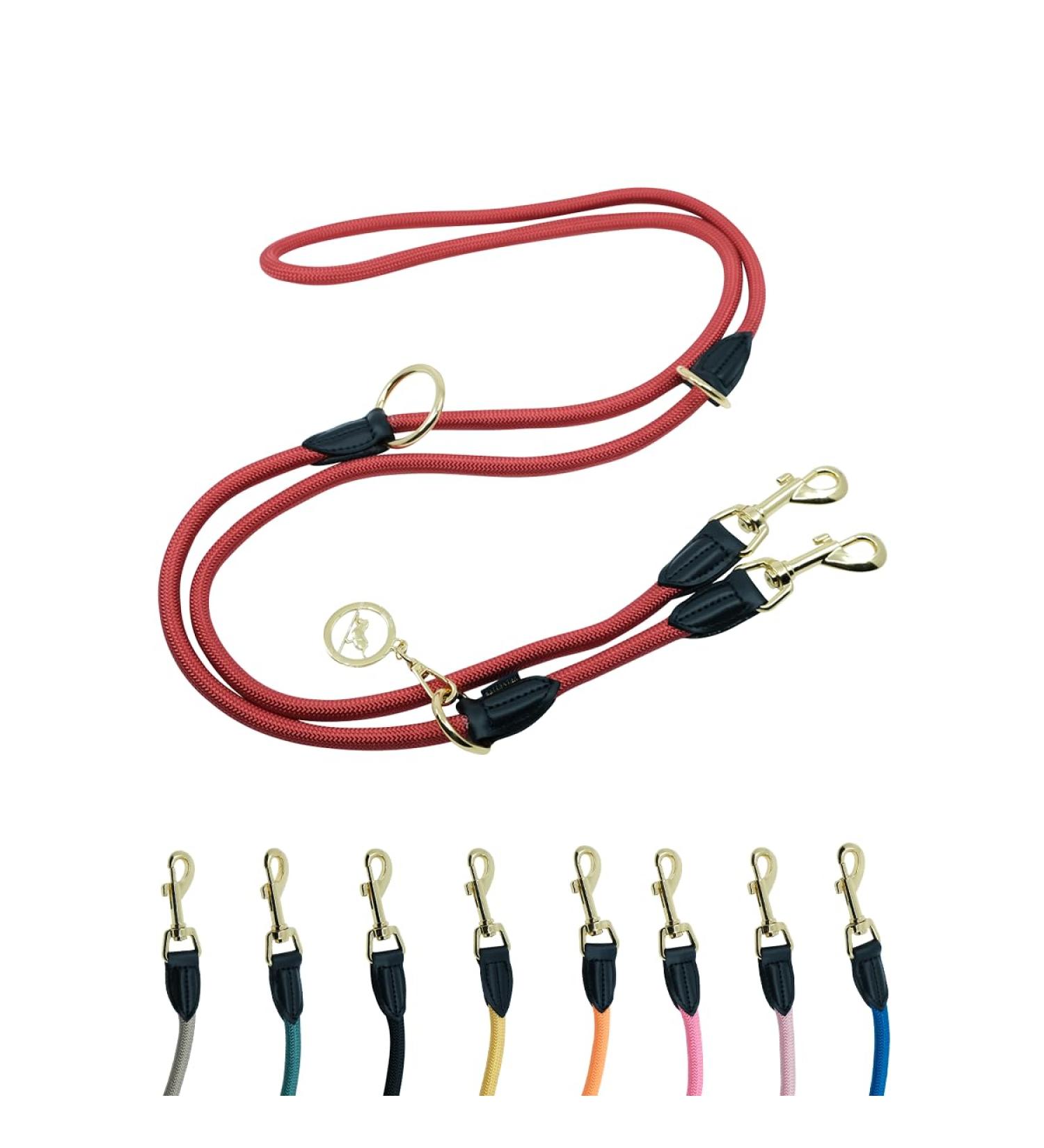 Hundeleine 3M Velvetier - Adjustable Paracord Dog Leash for Large & Medium Dogs | Durable Nylon Double Linen with 2 Carabiners | Milano Red - Buy Online on GoSupps.com
