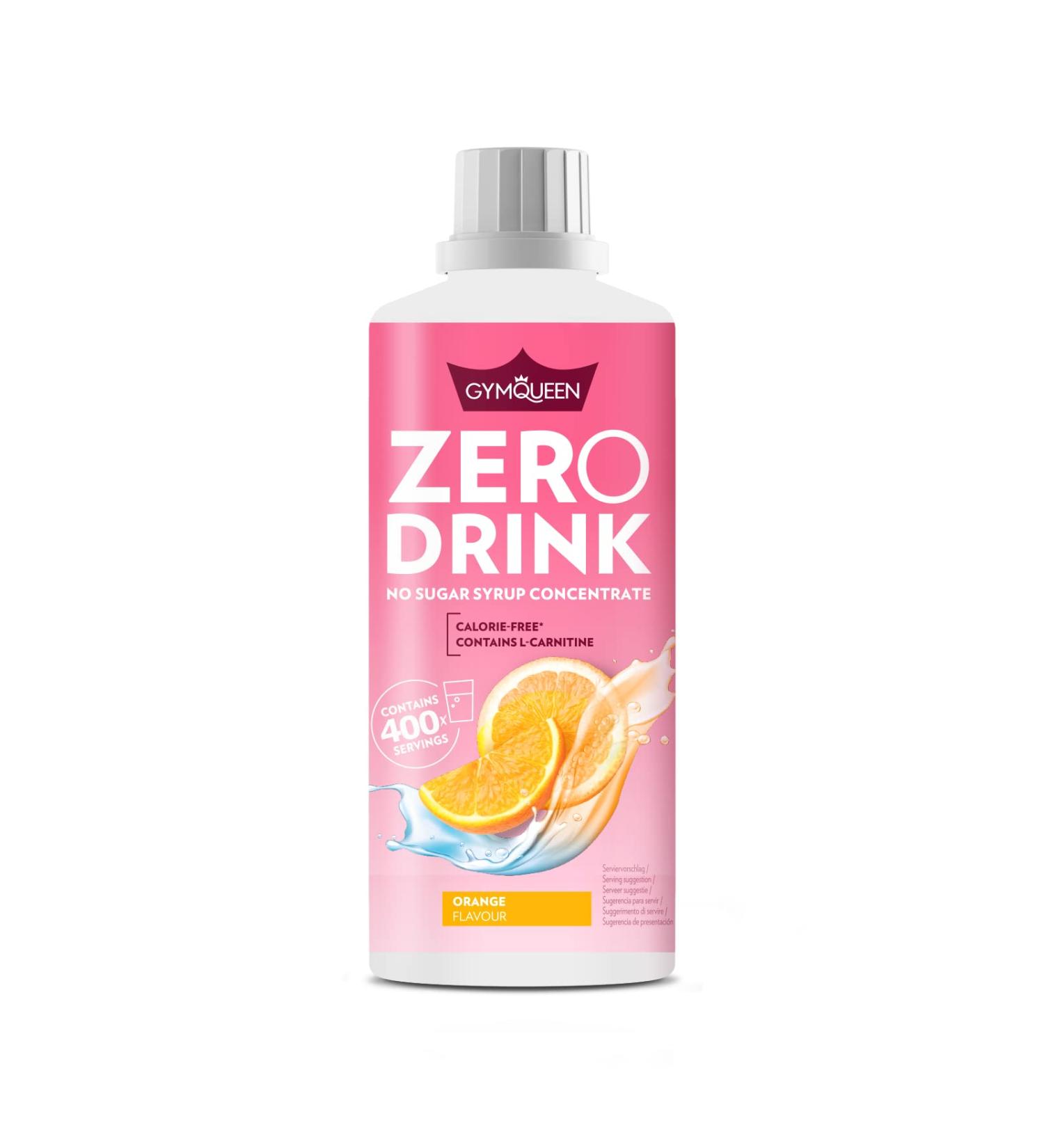Gymqueen Zero Drink Orange 1000ml - Low-Calorie Sugar-Free Beverage Concentrate with B Vitamins & Carnitine | 1L Syrup for Soft Drinks - Buy Online on GoSupps.com