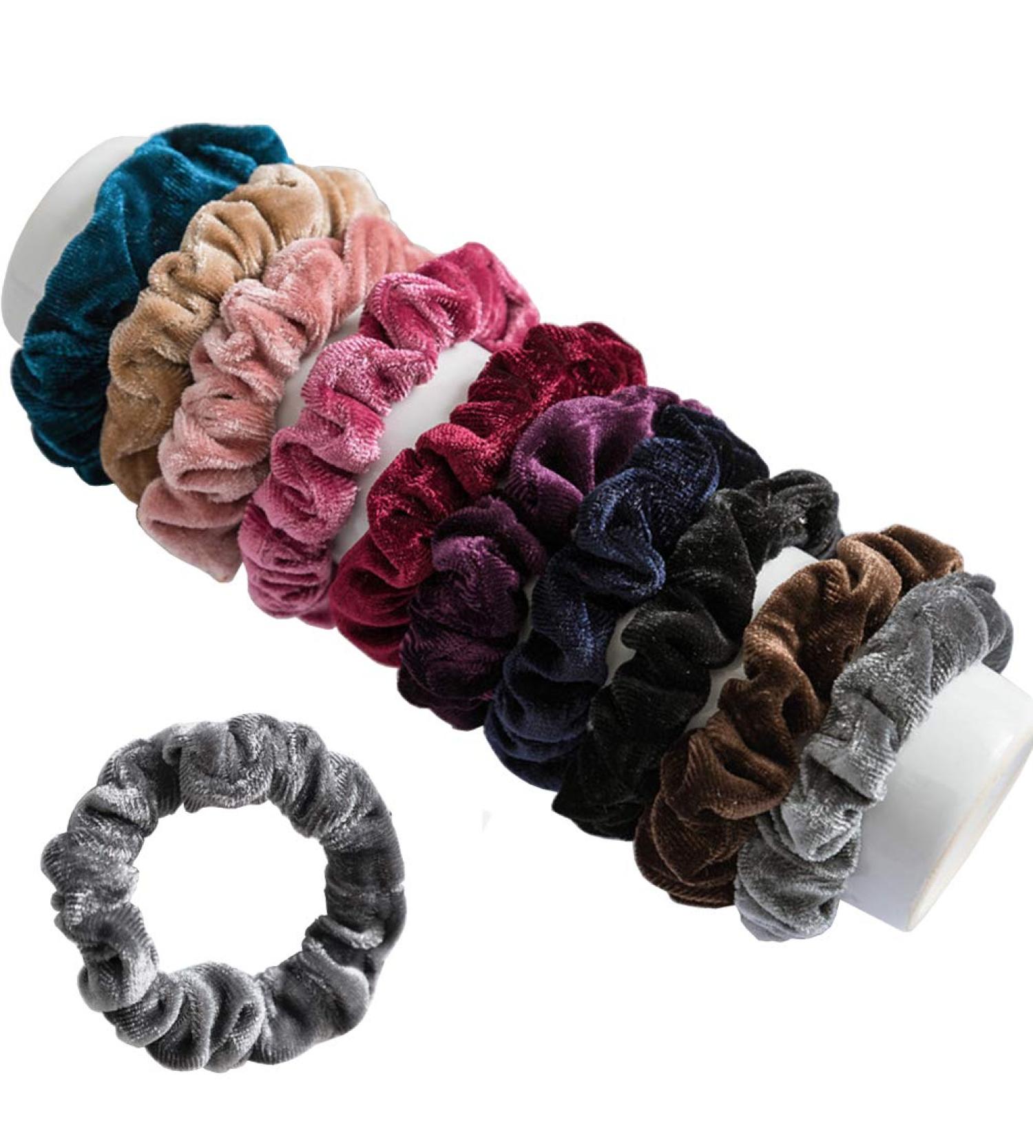 10 Pcs Velvet Scrunchies Set - KINGMAS Elastic Flannelette Hair Bands for Women - Hair Ties and Hair Ropes Accessories - Buy Online on GoSupps.com
