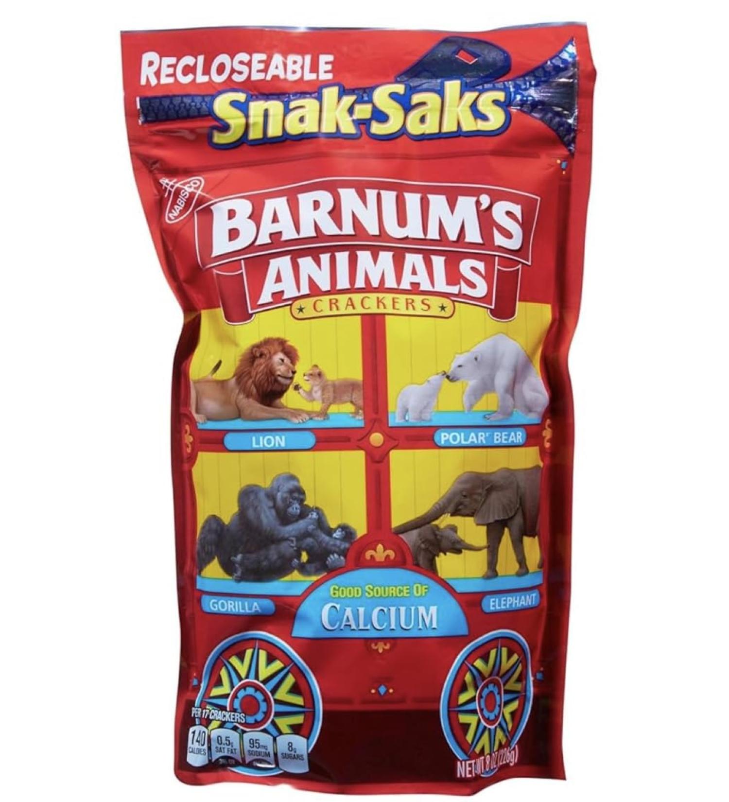Barnums Animal Crackers Snack 8 oz Bag w/JS REDHOK DEALZ Sticker