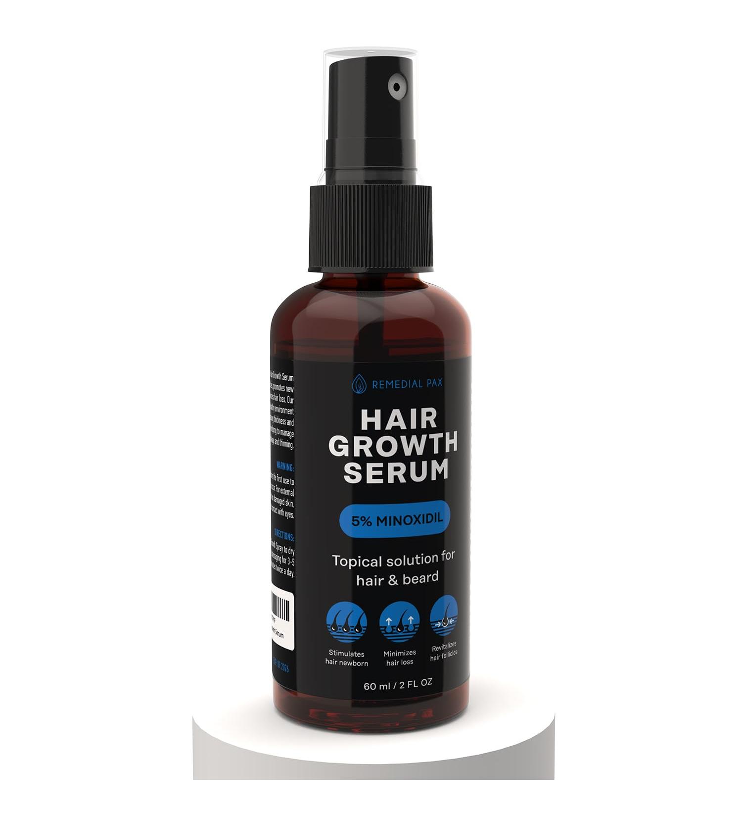 Intensive Hair Regrowth Treatment - 5% Active Complex | Natural Organic Formula for All Hair Types | 2 Fl OZ | Stop Hair Loss for Women & Men - Buy Online on GoSupps.com