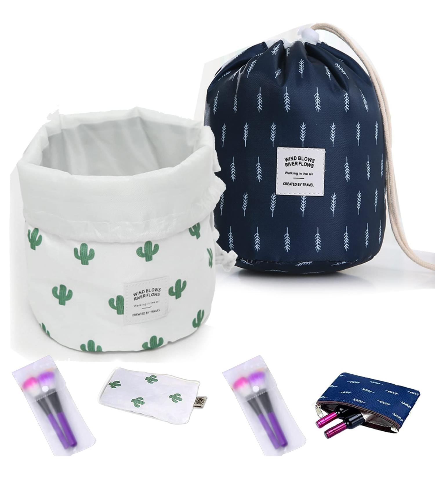 Portable Makeup Bag & Toiletry Organizer Pouch for Women - Cactus + Leaf Foldable Travel Cosmetic Bag - Buy Online on GoSupps.com