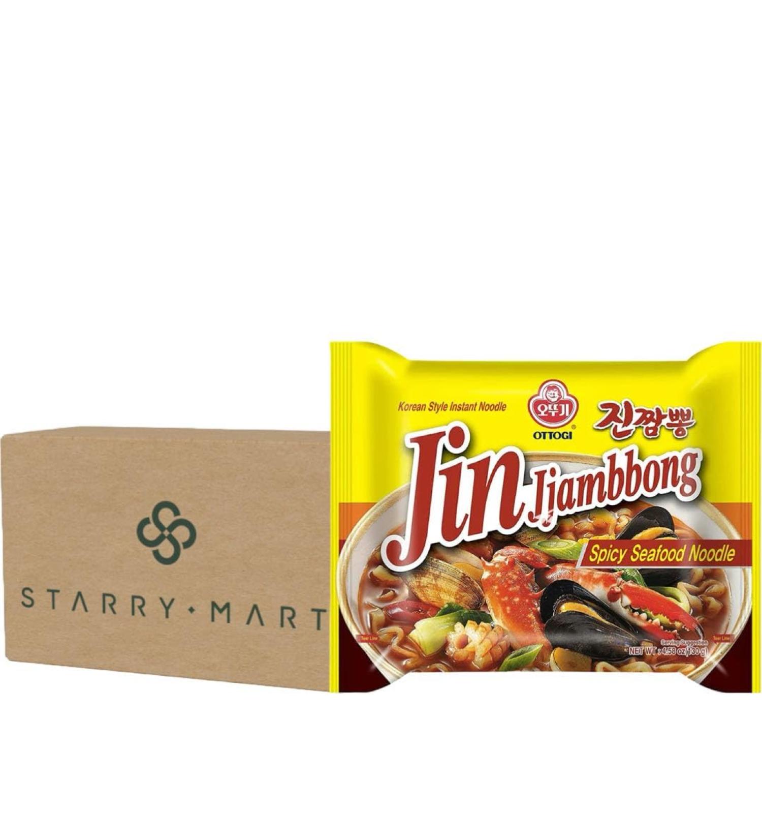 Ottogi JIN Jjambbong Ramen Champong Spicy Seafood Korean Noodles Soup 130g (Pack of 8) - Buy Online on GoSupps.com