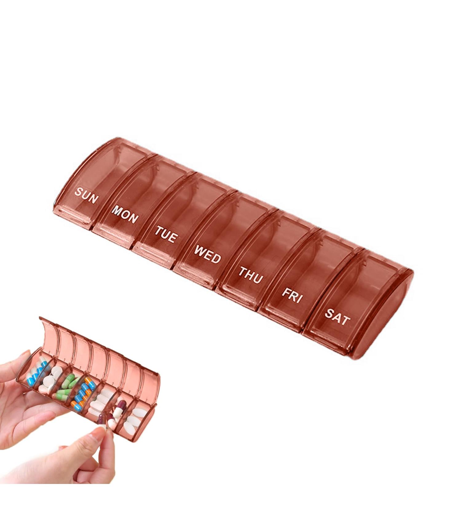 JAIMELA 7-Day Pill Organizer Box | Easy Open Medication Storage for Vitamins & Supplements | Red - Buy Online on GoSupps.com