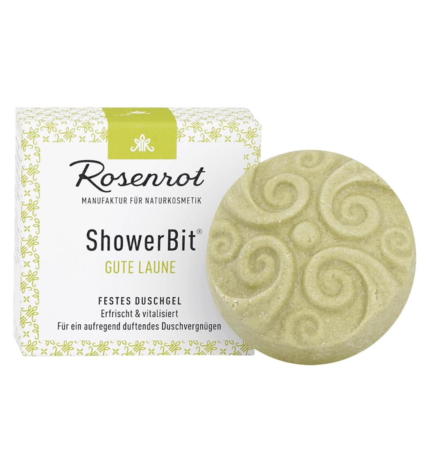 Rosenrot Naturkosmetik - ShowerBit - firm shower gel good mood - 55 g - nourishes and revitalises - for an exciting fragrant shower pleasure
