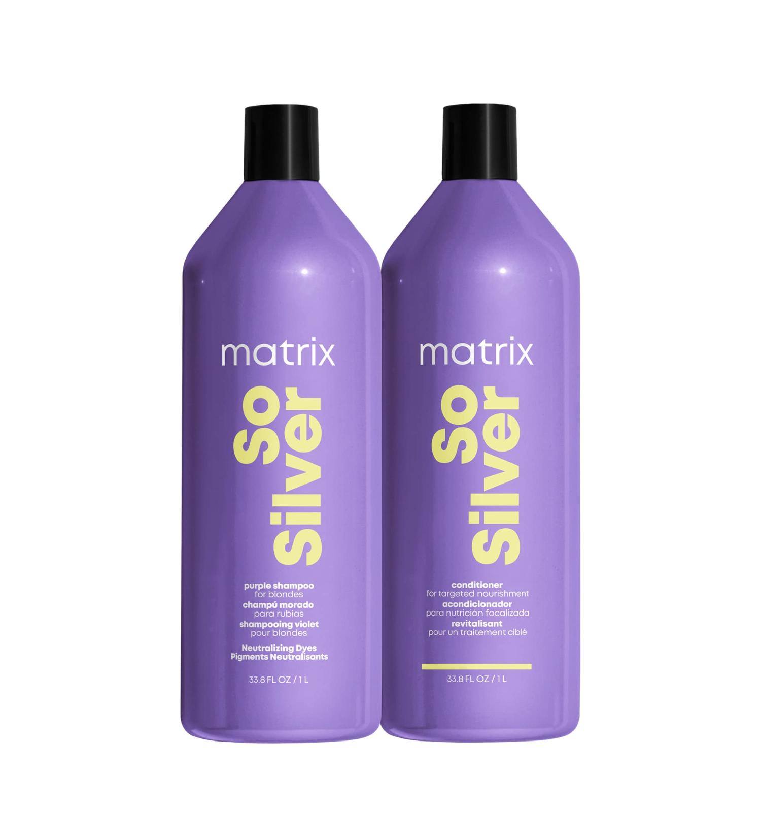 So Silver Purple Shampoo & Conditioner Set - 33.8 Fl Oz | Neutralizes Yellow Tones, Nourishes Hair | Blonde, Grey, Platinum, Bleached Hair | Color Treated | Packaging May Vary - Buy Online on GoSupps.com