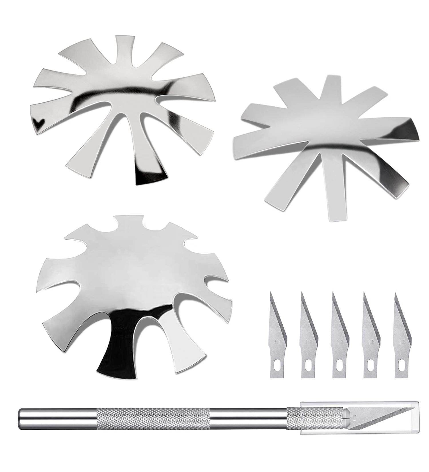 Stainless Steel French Nail Cutter Set with 5 Spare Blades for Acrylic Nails - Manicure Edge Trimmer Tool for Perfect Smile Line, Easy French Tip Cutting - Buy Online on GoSupps.com