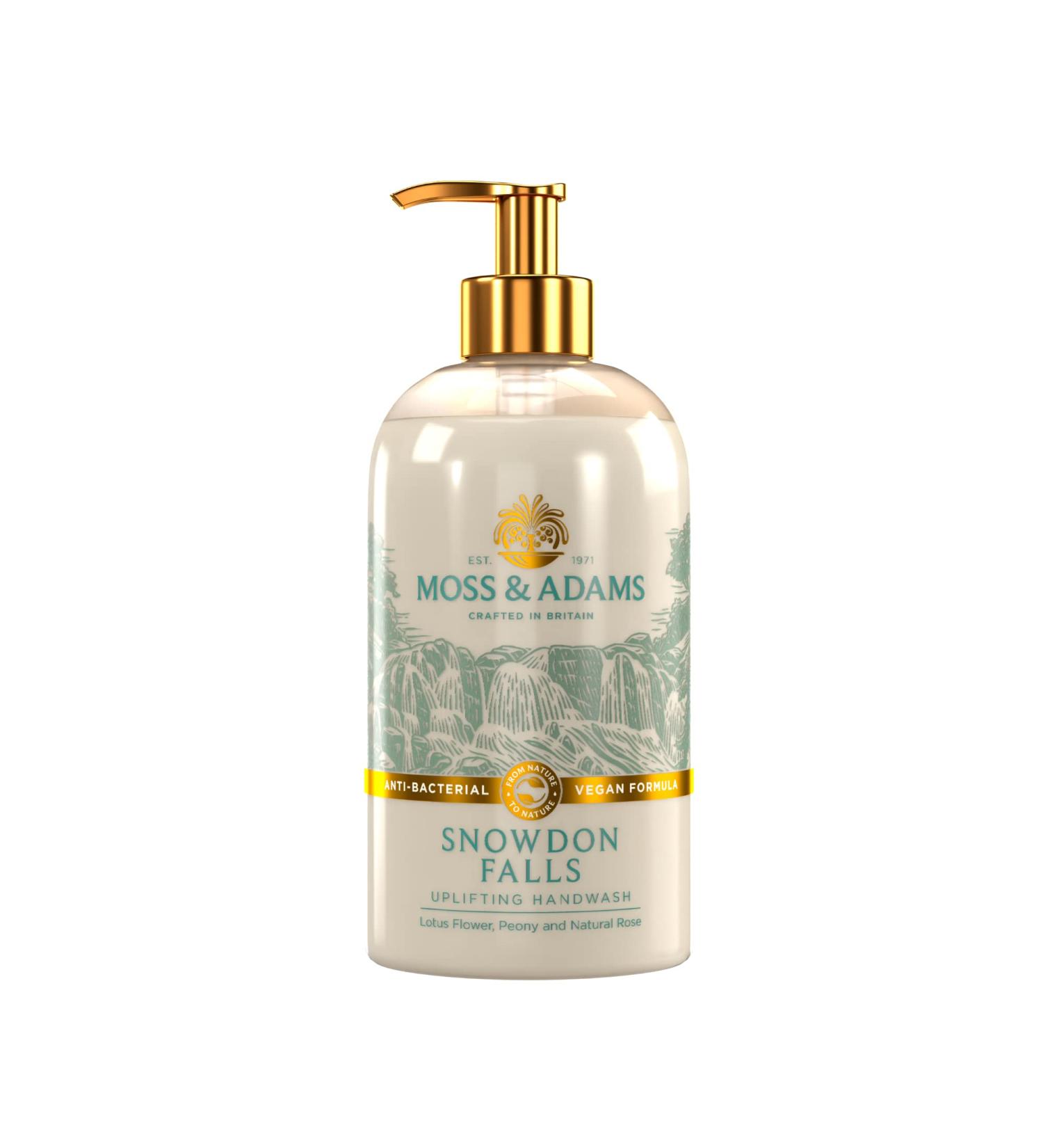 Moss & Adams Snowdon Falls Lotus Flower Handwash 500ml | Antibacterial & Vegan - Buy Online on GoSupps.com