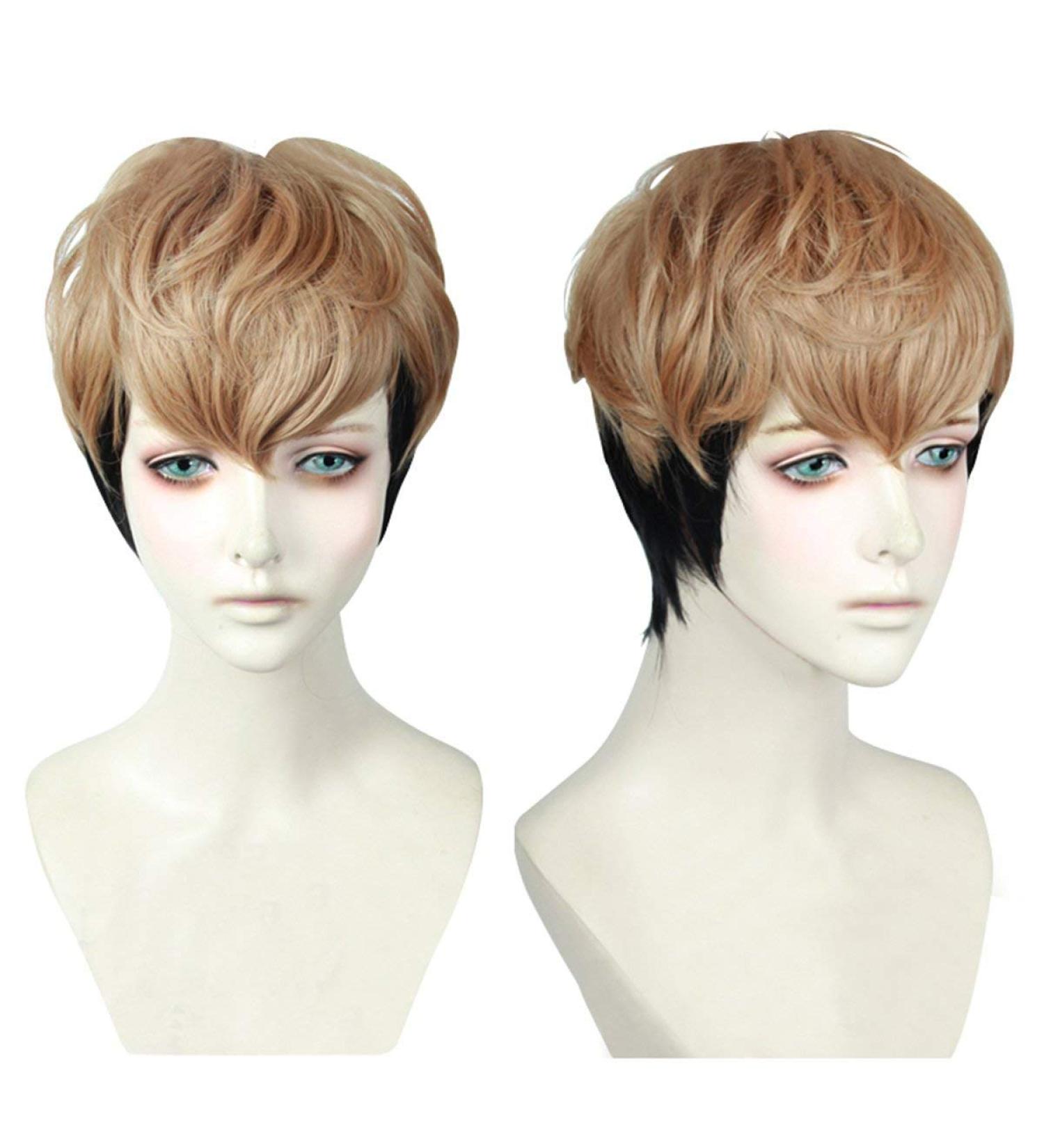 Topcosplay Brown & Black Short Wig | Perfect for Halloween Costumes - International Shipping - Buy Online on GoSupps.com