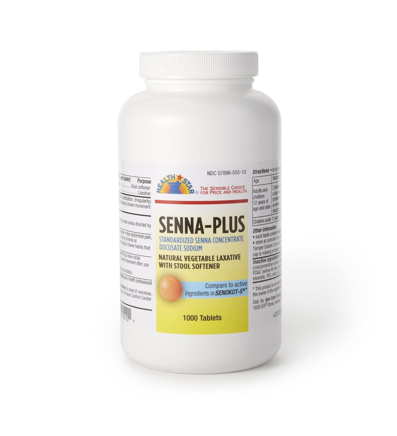 Senna Plus Stool Softener Tablet 1000/Bottle 50mg/8.6mg Docusate Sodium/Sennosides - 455-01-GCP - Buy Online on GoSupps.com