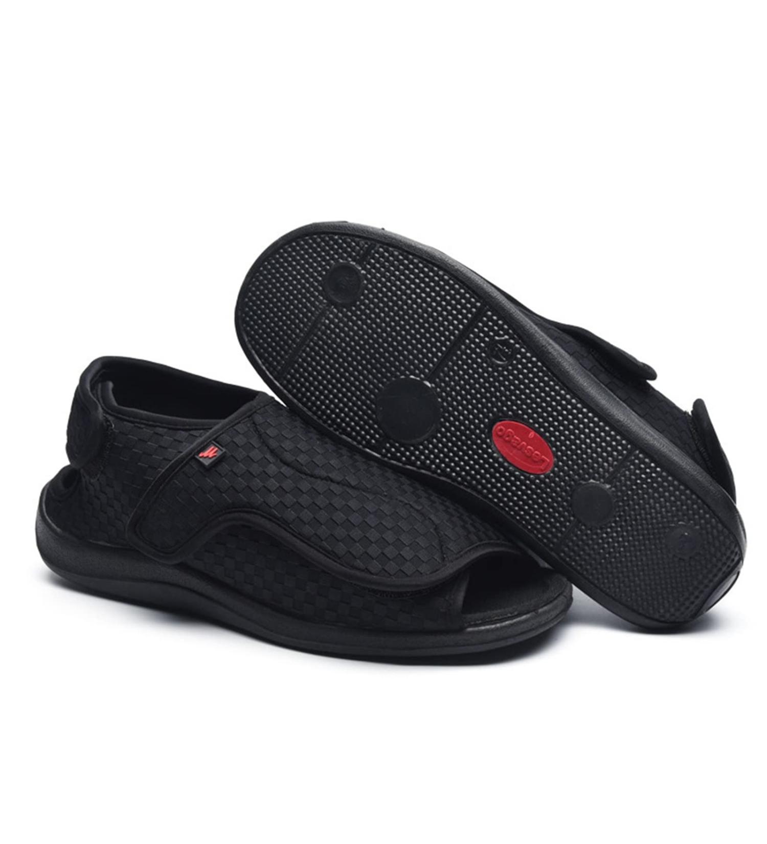 Yytcsjz Diabetic Open Toe Shoes Double Extra Wide Slip Resistant Slippers - Black, Size 27cm - Buy Online on GoSupps.com