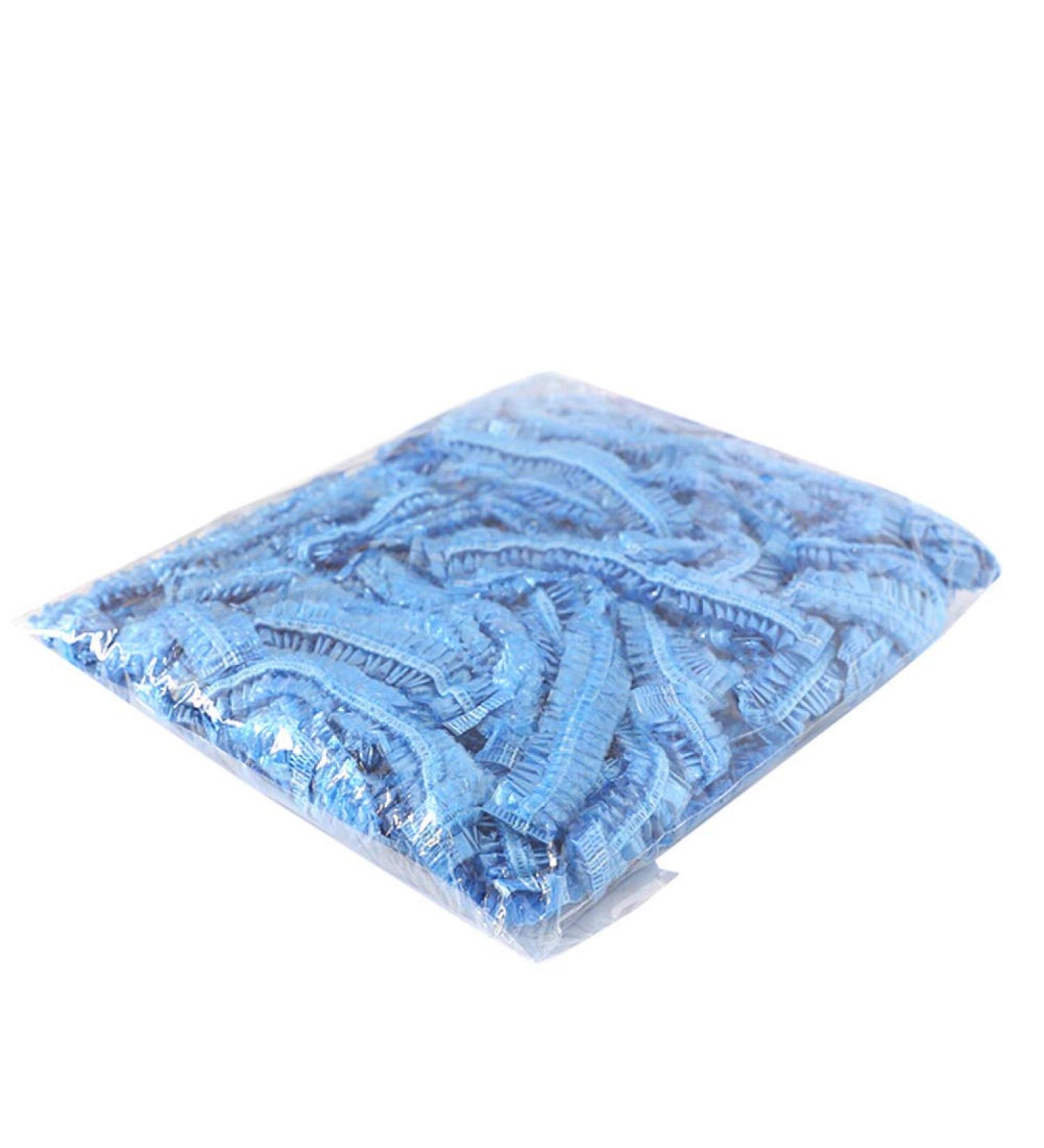 AKOAK 100Pcs Waterproof Shower Cap Set - Blue | Transparent, Disposable Stretch Hair Cap for Dyeing | Adult Size - Buy Online on GoSupps.com