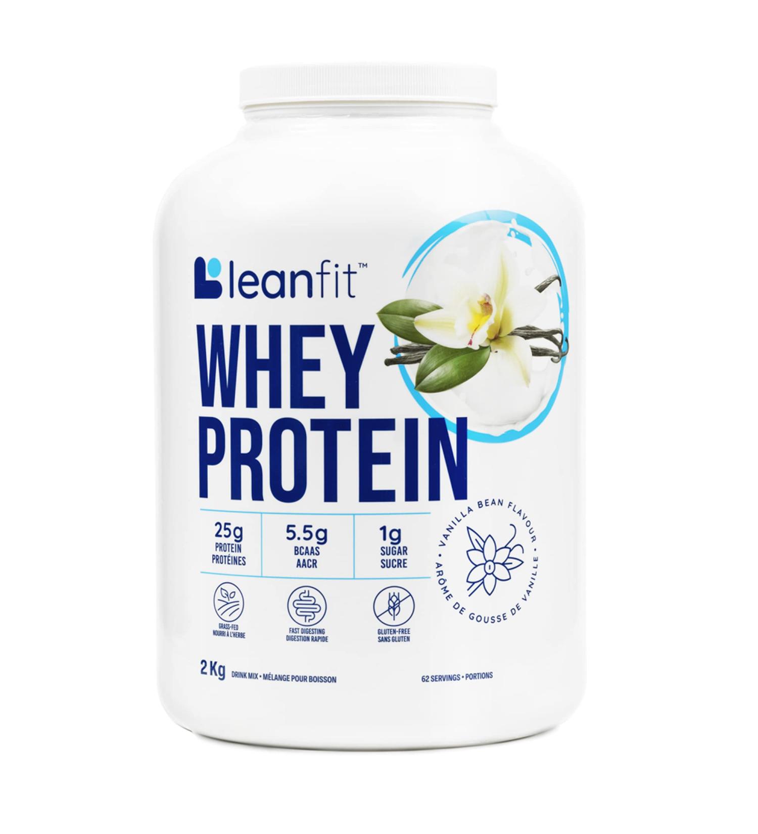 LEANFIT WHEY PROTEIN Powder Natural Vanilla 25g Protein 62 Servings 2kg Tub - Buy Online on GoSupps.com