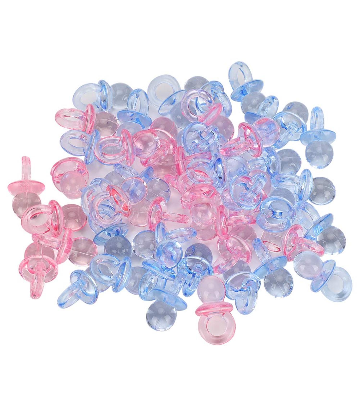 100 Pack Acrylic Baby Pacifiers - Colorful Soothing Toys for Birthdays & Baptism - Pink & Blue Party Decorations - Buy Online on GoSupps.com