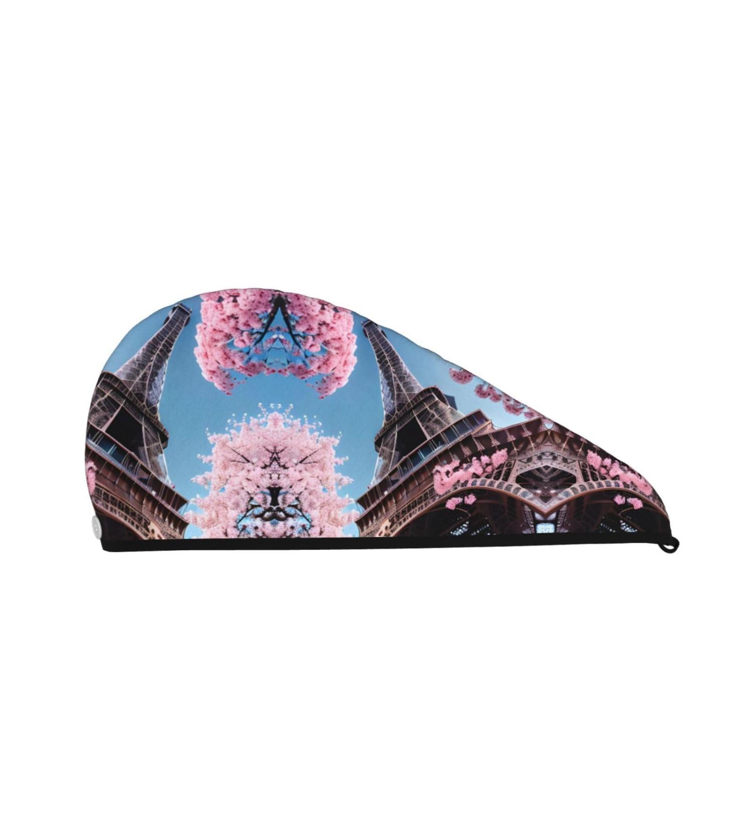 Oil Painting Paris Eiffel Tower Coral Velvet Hair Dry Cap - Anti Frizz Perfect for Curly Long & Thick Hair - Buy Online on GoSupps.com