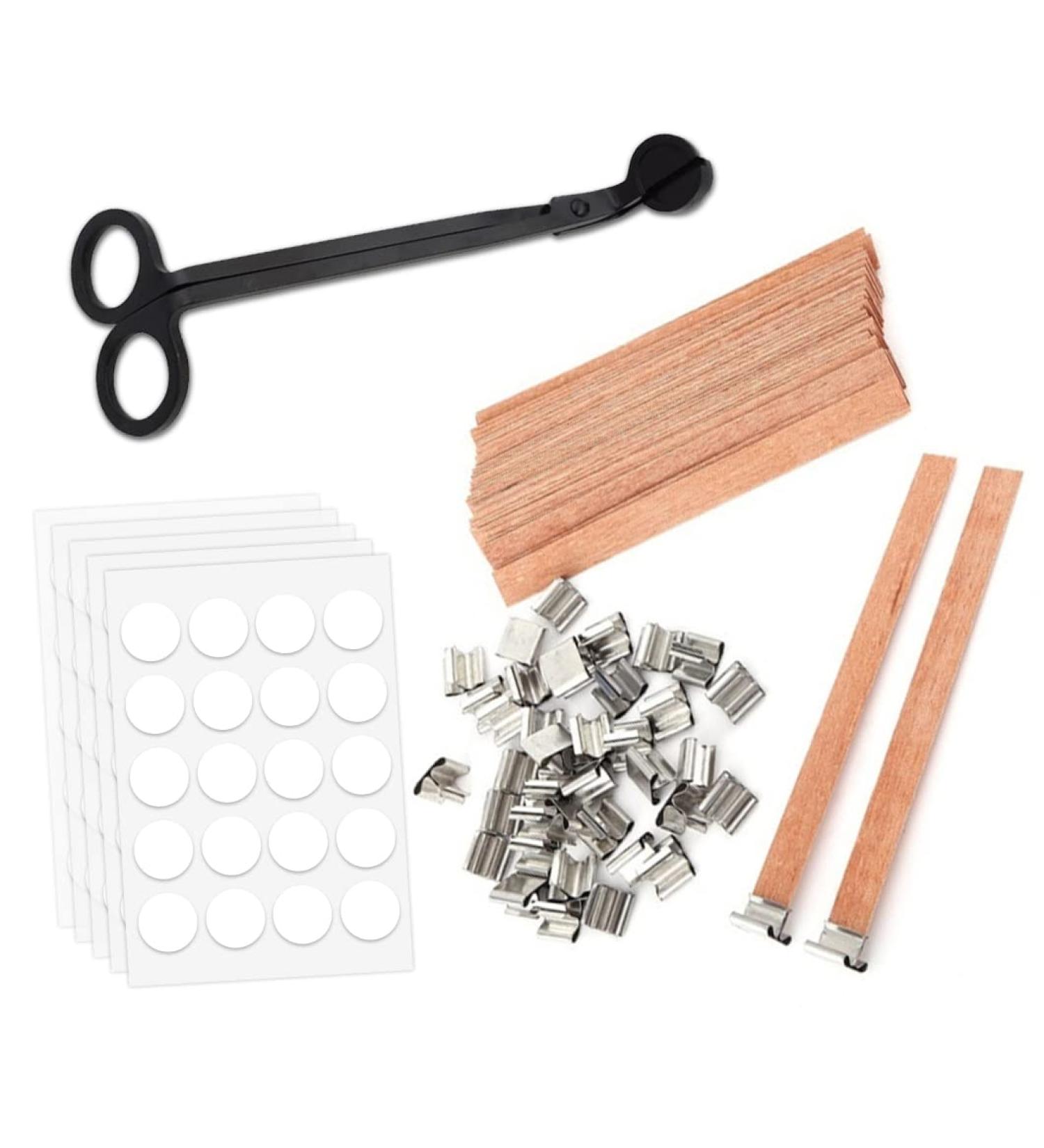 100Pcs Natural Wooden Candle Wicks with Trimmer for DIY Candle Making - 5.1 X 0.51inch - Buy Online on GoSupps.com