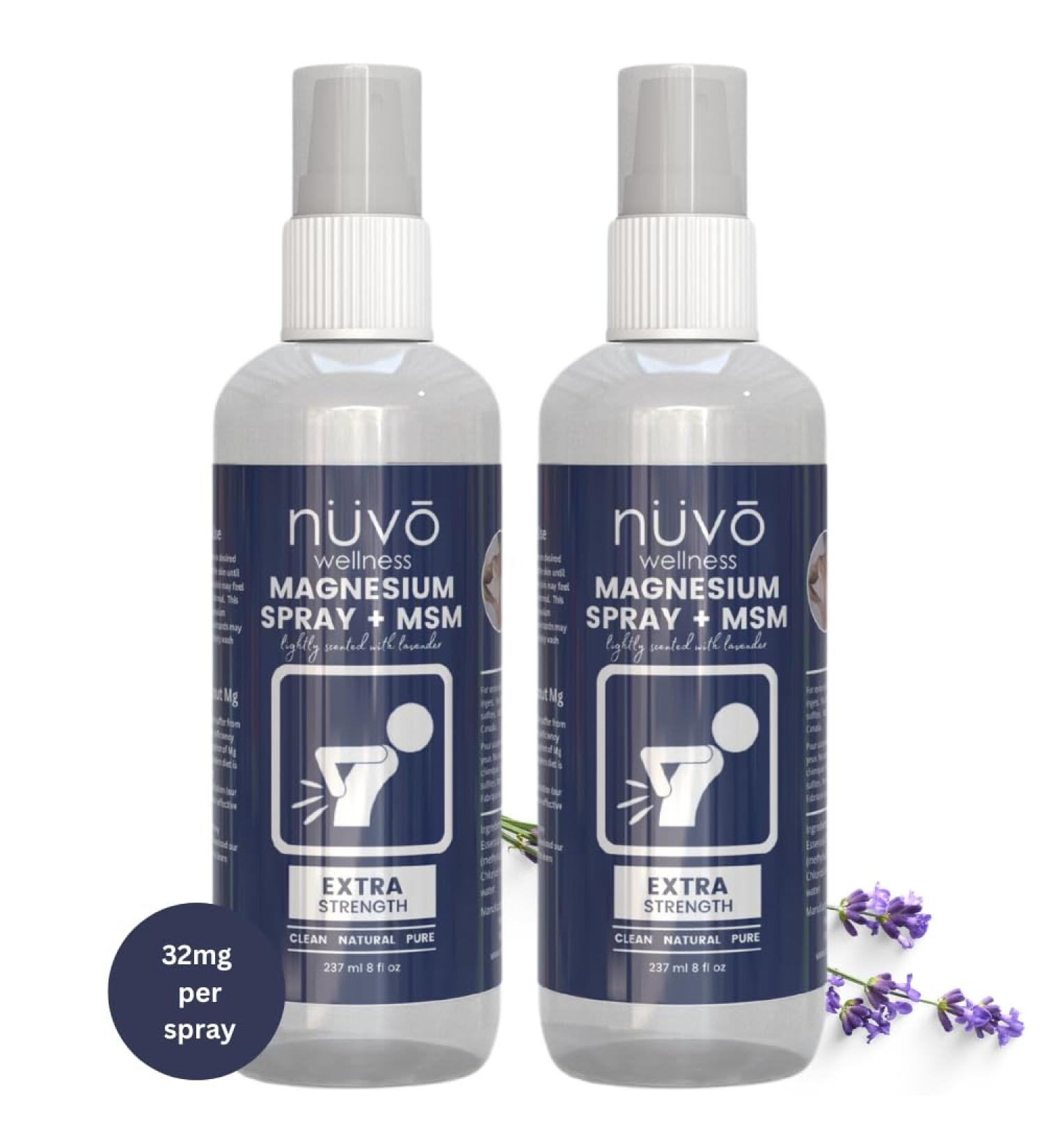 Magnesium Oil Spray with MSM - Extra Strength at 32mg per Spray - Lightly Scented with Lavender - Product of Canada 237 ml x 2 - Buy Online on GoSupps.com