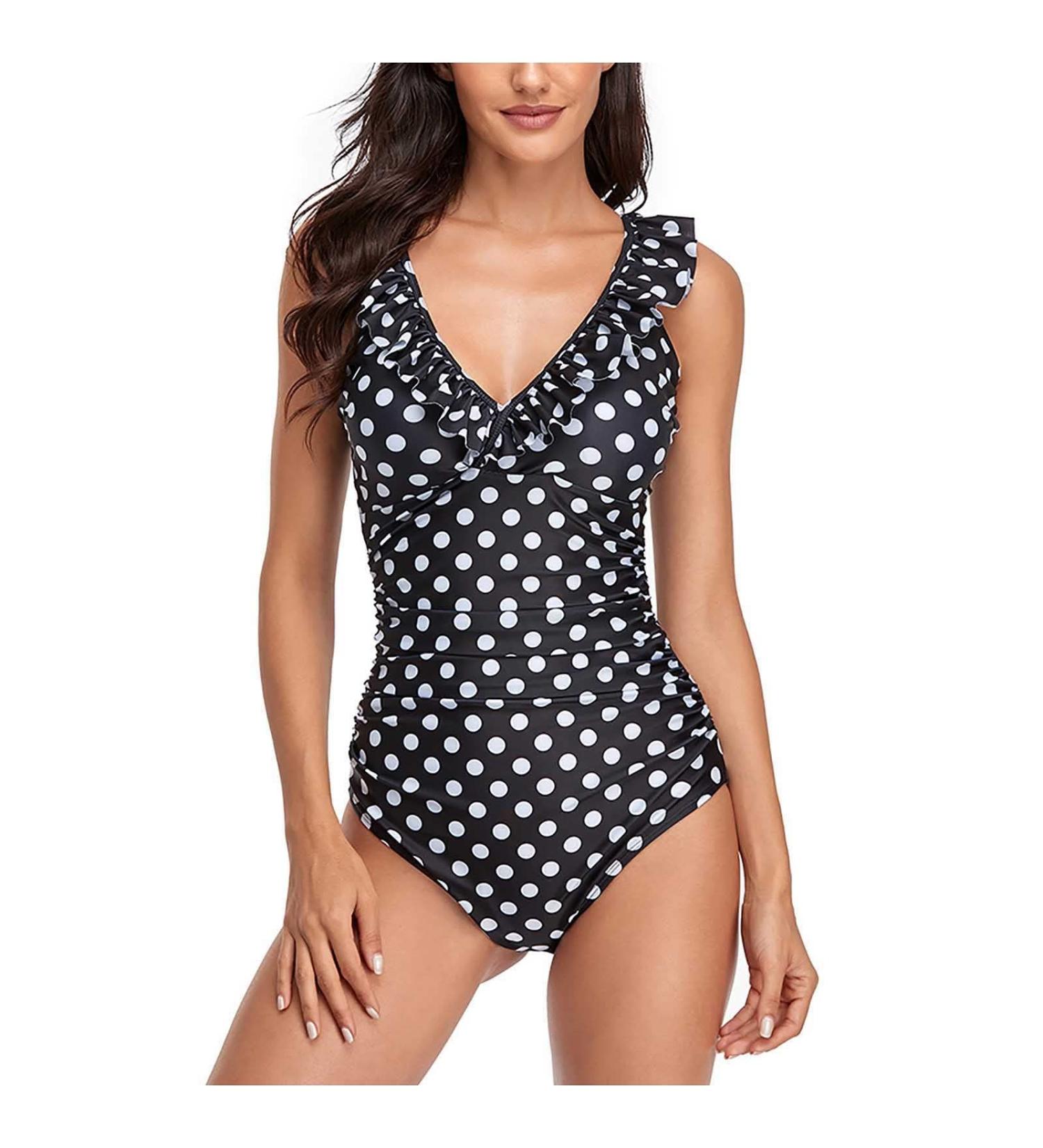 Tankini Ruffles: Swimsuit One Piece Women's Monokini Push Up Bikini V-Neck Sexy Tankini Swimsuit with Leg Swimwear Women's Tankini Tummy Control Swimsuit Women One Piece Beachwear Zz-black L - Buy Online on GoSupps.com