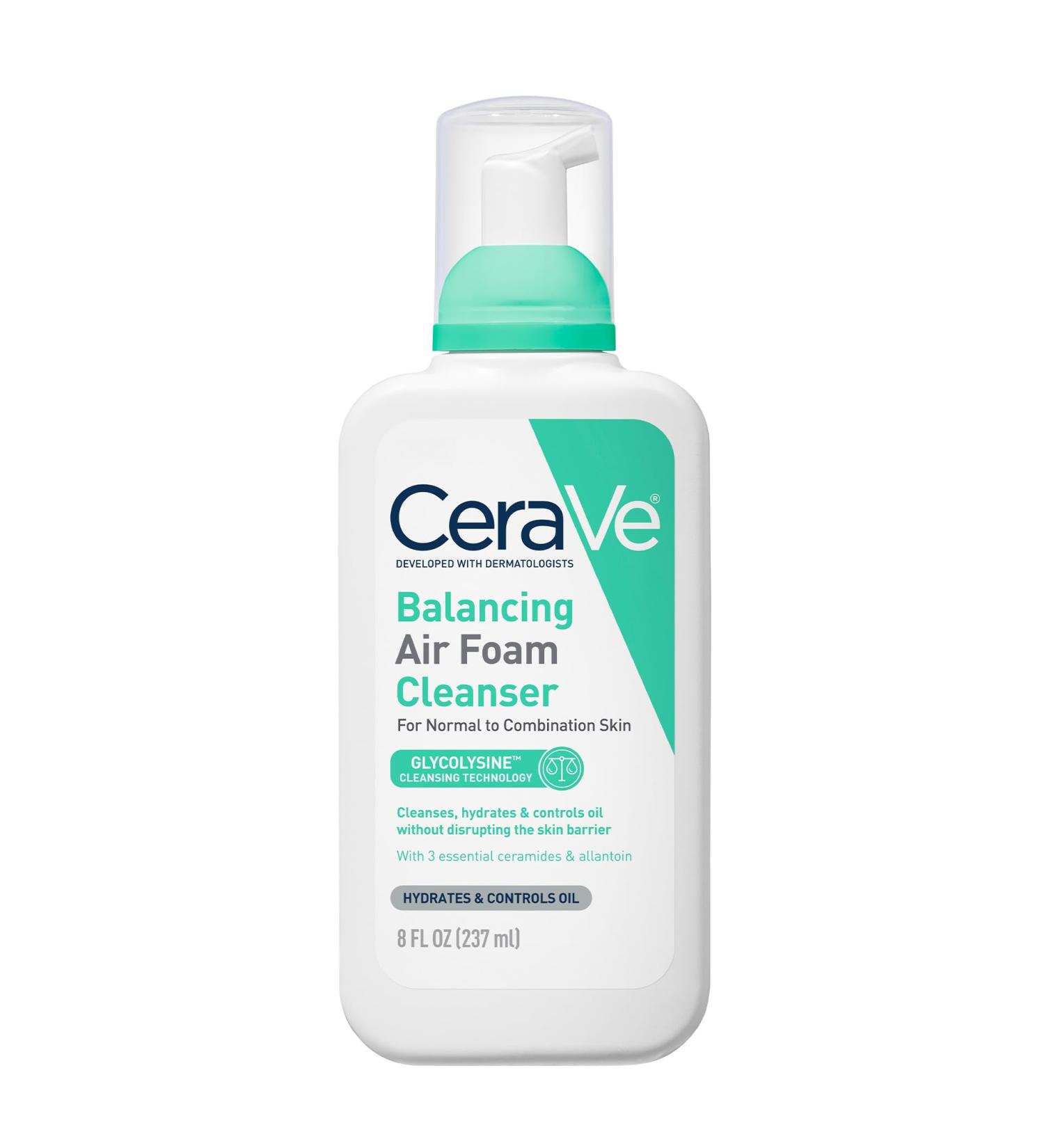 CeraVe Balancing Air Foam Face Wash Foaming Facial Cleanser For Combination Skin 8HR Oil Control + 24HR Hydration Fragrance-Free & Non-Comedogenic With Glycolysine & 3 Essential Ceramides 8oz 8 Ounce (Pack of 1) - Buy Online on GoSupps.com