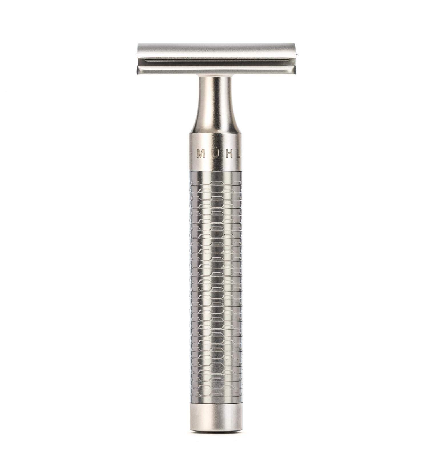 M HLE Rocca Series Stainless Steel Safety Razor | Silver Matt Finish - Closed Foam Edge - 1 Piece - Buy Online on GoSupps.com