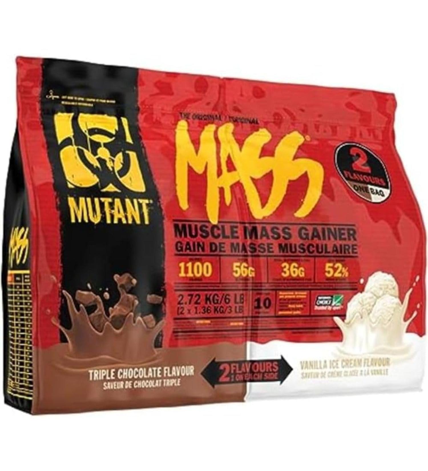 MUTANT Mass Weight Gainer Protein Blend - Triple Chocolate & Vanilla Ice Cream 2.72kg - Buy Online on GoSupps.com