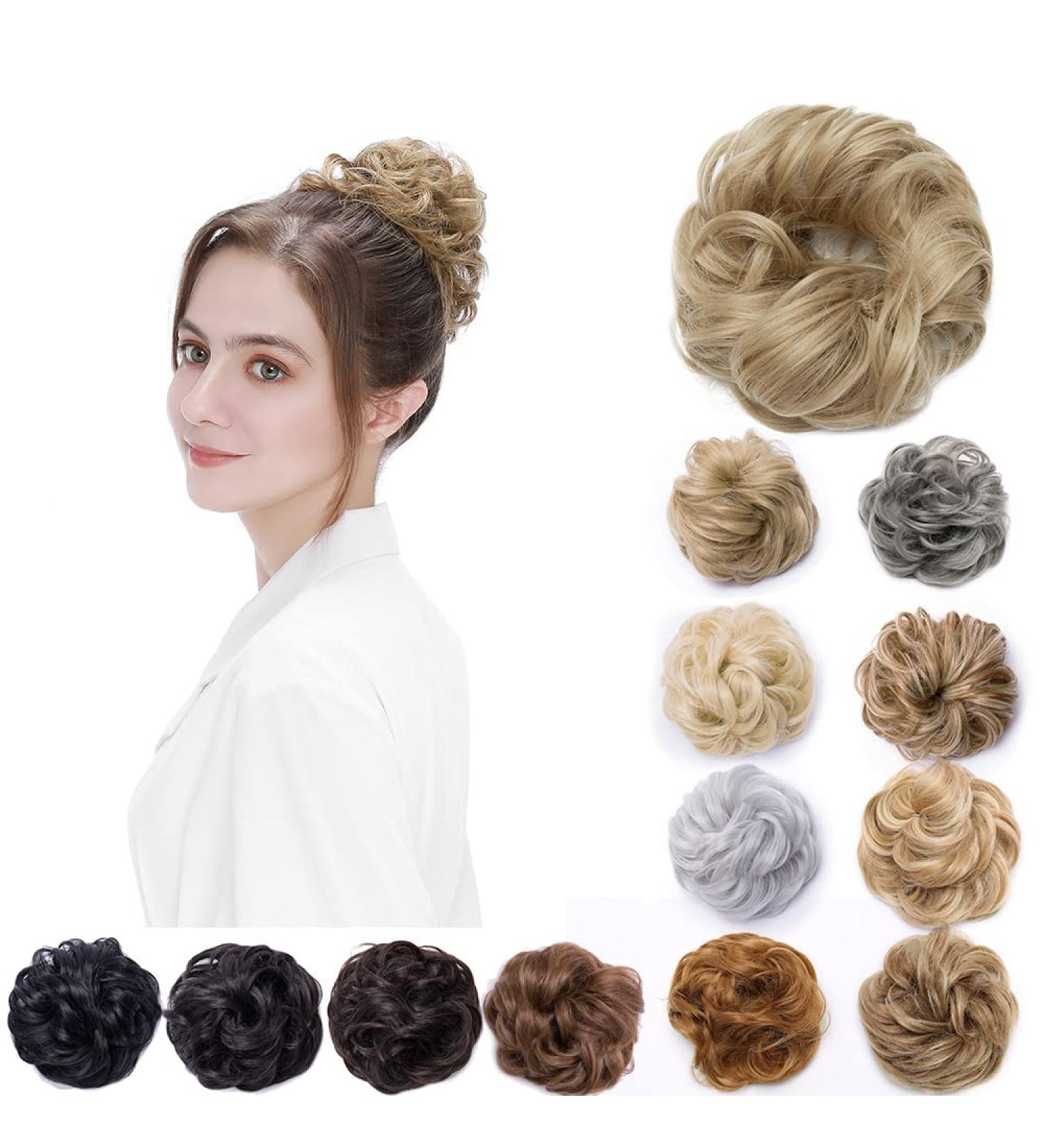 Blonde Messy Bun Scrunchie Hairpiece - Short Updo Hair Donut Extension 25g - Buy Online on GoSupps.com