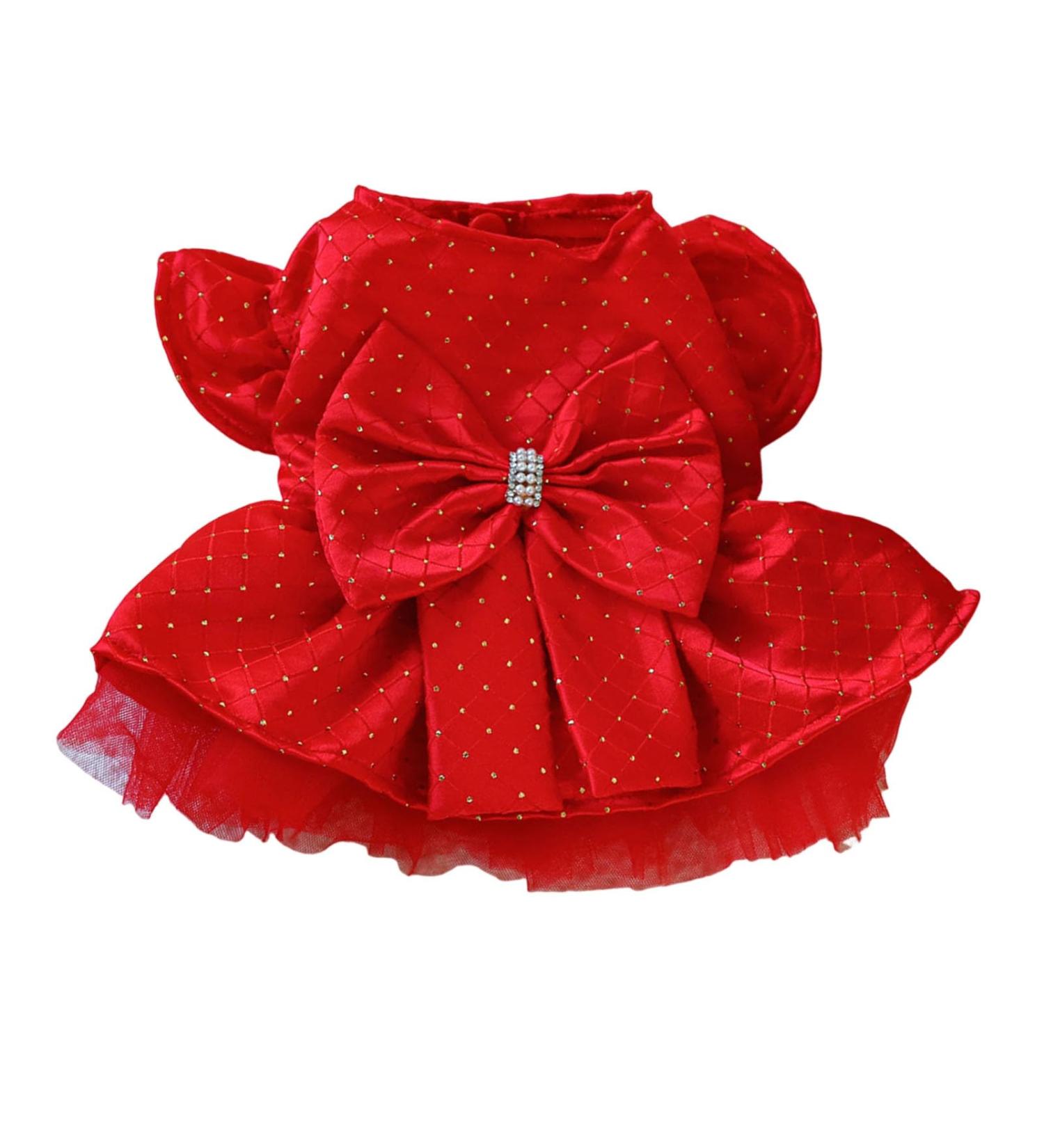 Large Bow Decoration Pet Outfit Cat Dress Pet Dress Fashionable Fancy Wedding Party Dog Dress with Ruffled Sleeves Large Bow Decoration Red M M Red - Buy Online on GoSupps.com